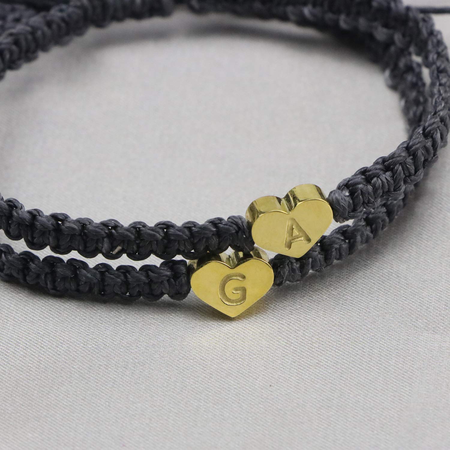 18K Gold Initial A Letter Heart Charm Bracelet for Women - Handmade Adjustable Rope Braided Jewelry - Personalized Birthday Gift for Her - Perfect for Anniversaries, Valentine's Day & Everyday Wear