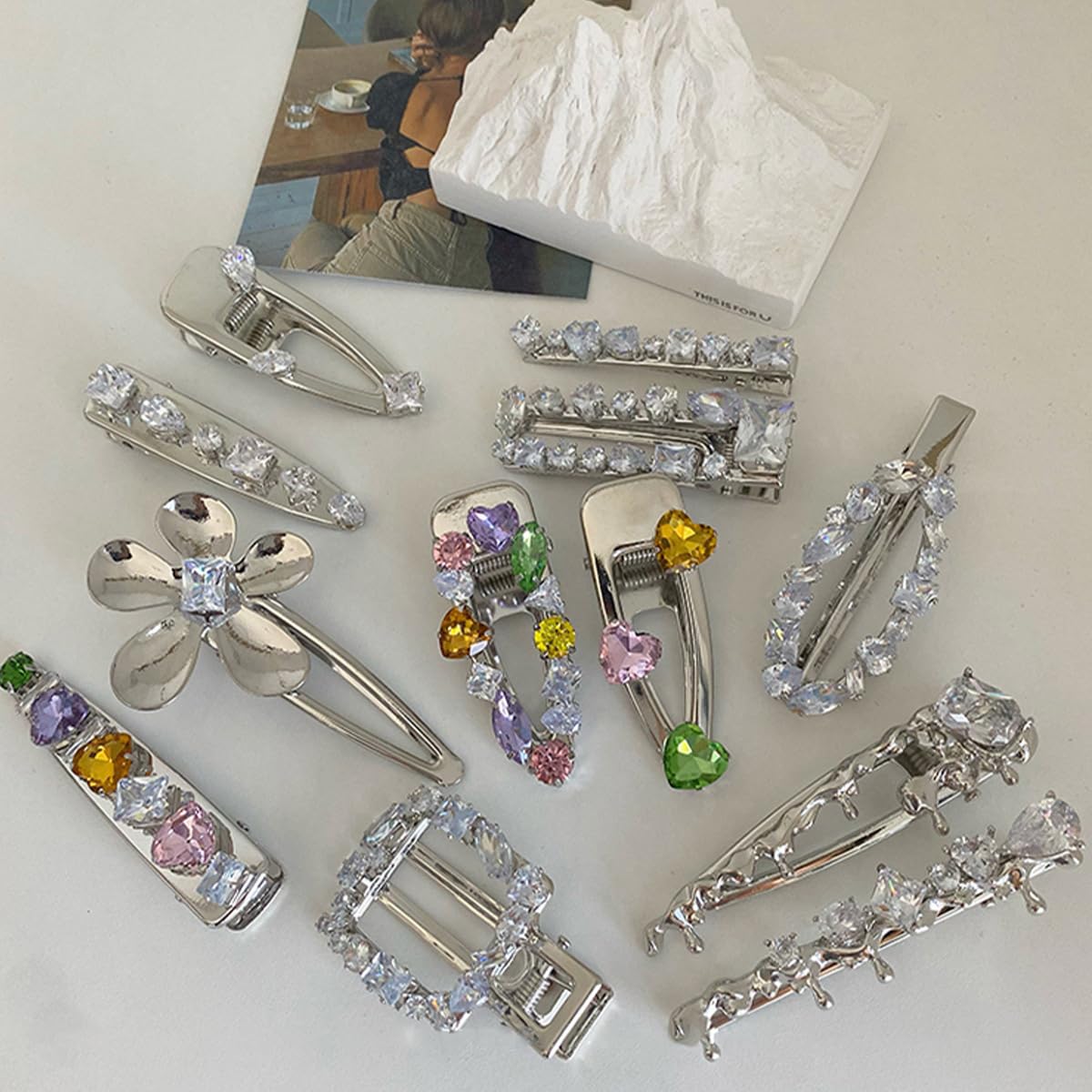 **Handmade Hair Barrettes Set - Elegant Hair Pins & Clips for Women & Girls, Hair Bun Accessories (Color: FJ1464) - Perfect for Weddings, Parties & Everyday Styling**