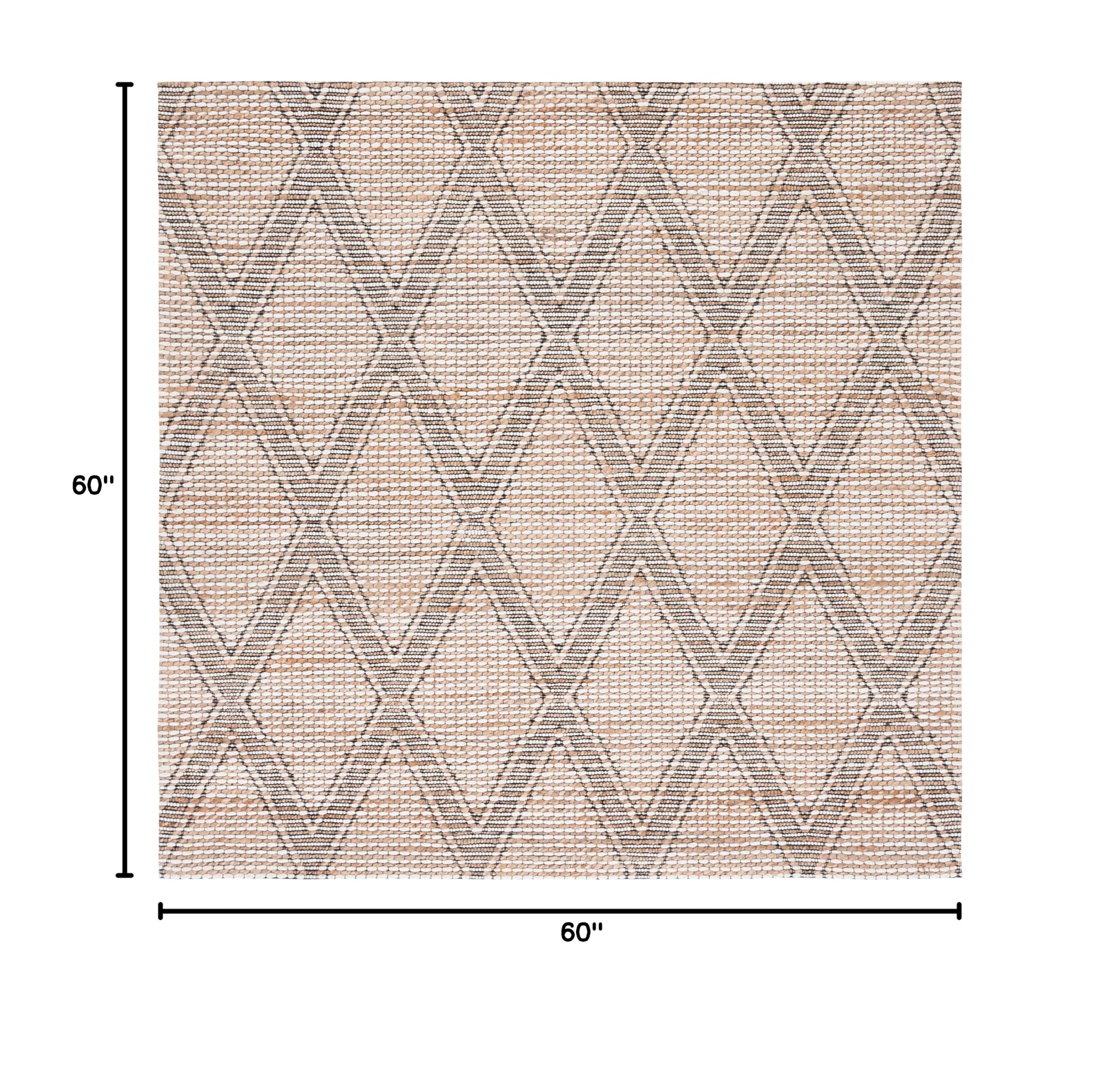SAFAVIEH Marbella Collection 6'x6' Square Natural/Ivory Wool Area Rug - Handmade Premium Quality for Living Room, Dining Room & Bedroom Decor | Soft & Durable Floor Covering for Home Interior Design