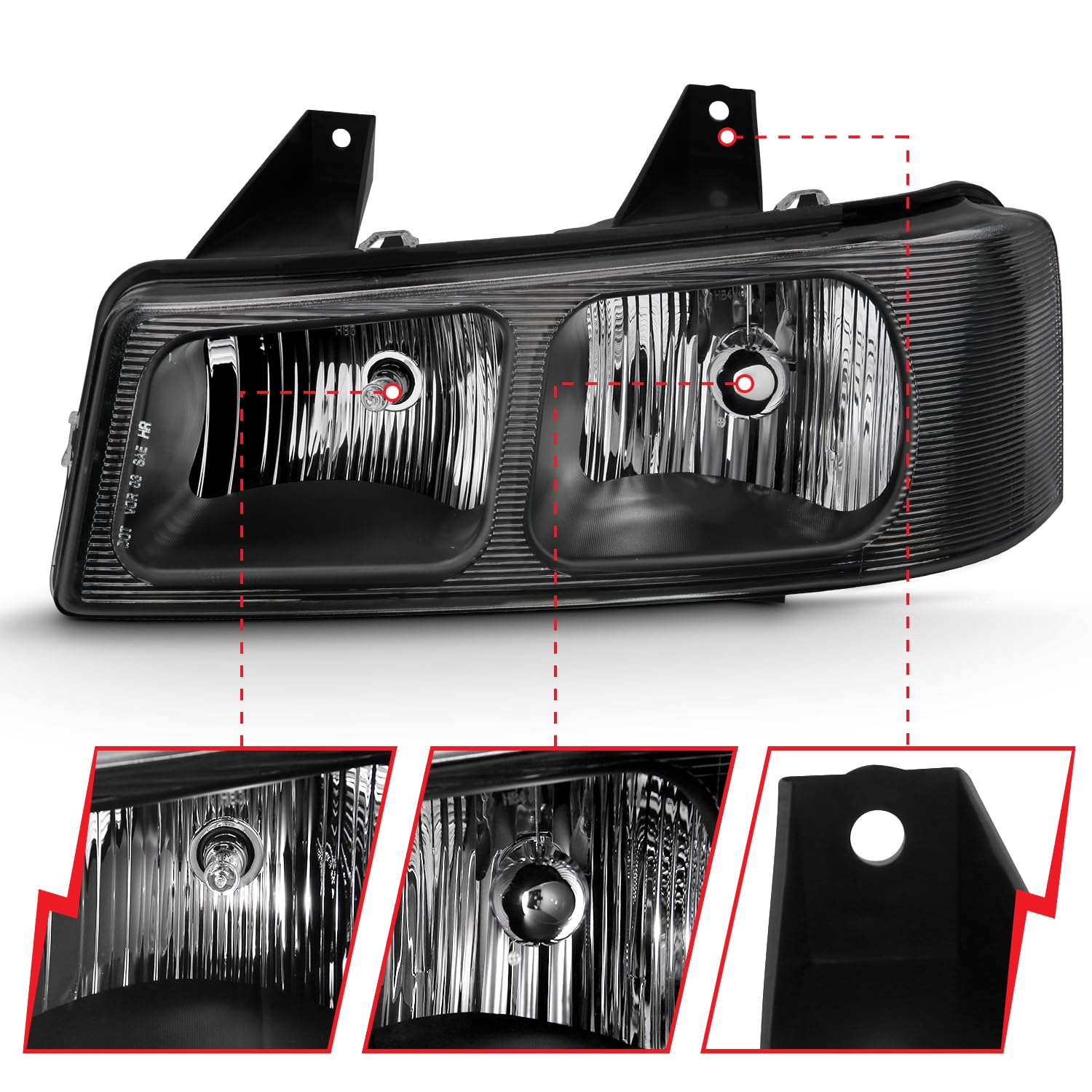 ANZO USA 111474 Crystal Black Headlights for Chevy Express & GMC Savana (2003-2017) - Upgrade Your Van's Style & Night Visibility for Safer Driving