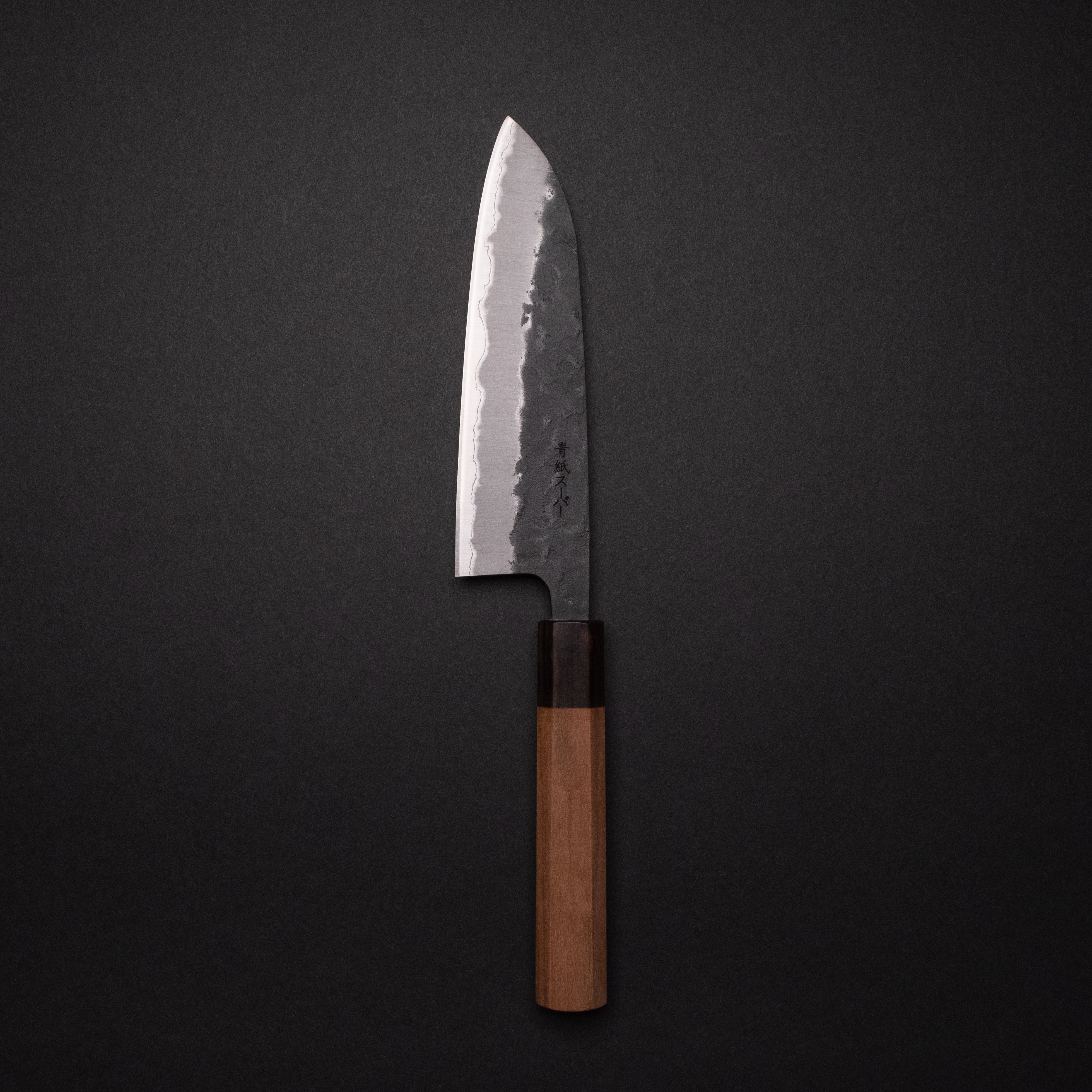 Hitohira Futana SB Kuro Nashiji Santoku Knife 170mm - Japanese High Carbon Steel Blade with Cherry Wood Handle - Perfect for Slicing, Dicing, and Chopping Vegetables, Meat, and Fish in Professional & Home Kitchens