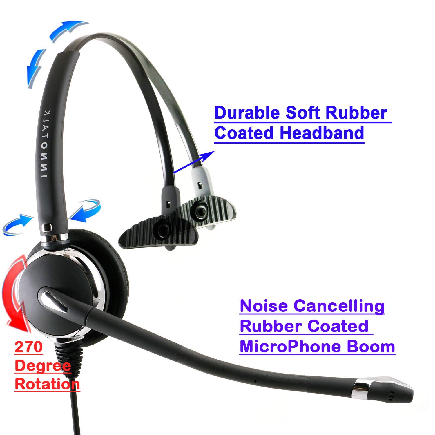 Noise Cancelling USB Headset with Microphone - Plug & Play VoIP Headphones for Call Centers, MS Lync, Skype, 3CX, Bria X-Lite - Compatible with Plantronics Quick Disconnect - Perfect for Remote Work & Online Meetings