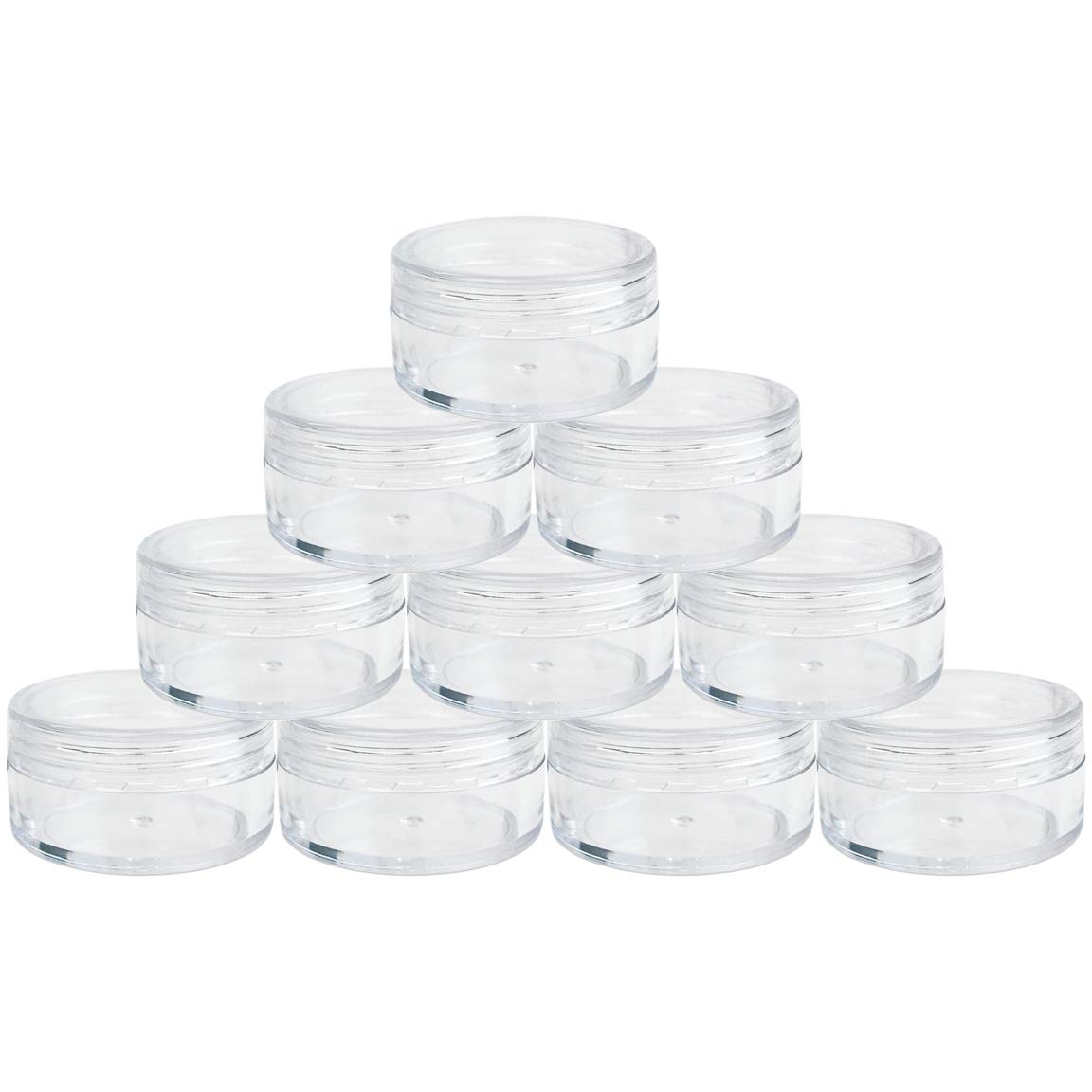 10-Pack Beauticom 10G/10ML Clear Round Plastic Jars with Screw Lids - BPA Free Cosmetic Containers for Makeup, Lotion, Cream & Eyeshadow Samples | Perfect for DIY Beauty Products, Travel Size Toiletries & Small Batch Creations