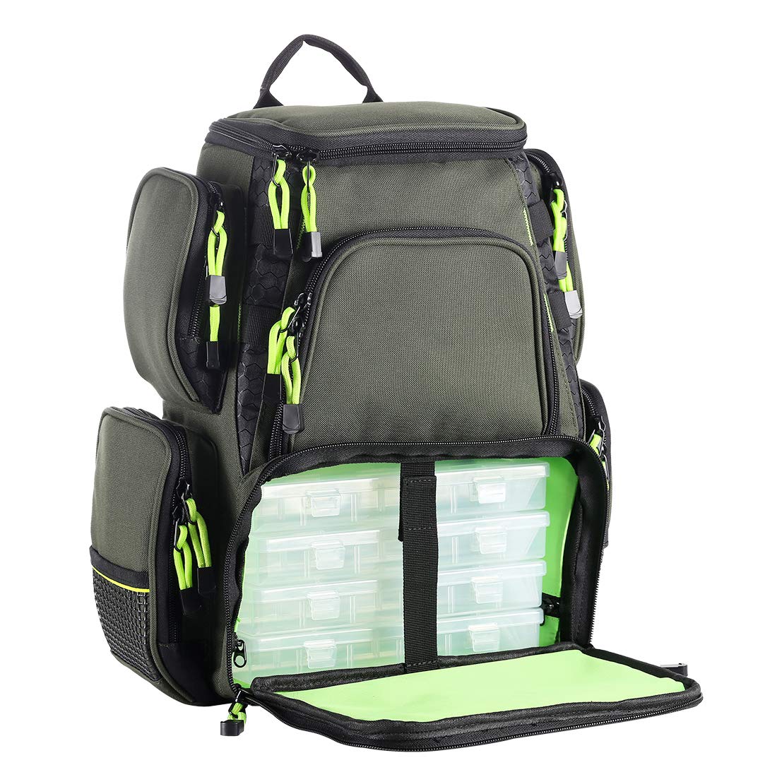 Seaknight Water-Resistant Fishing Tackle Backpack - Large Storage with 4 Trays, Multifunctional Outdoor Tackle Box Bag for Fishing, Camping, Hiking & Cycling | Perfect for Anglers and Outdoor Enthusiasts