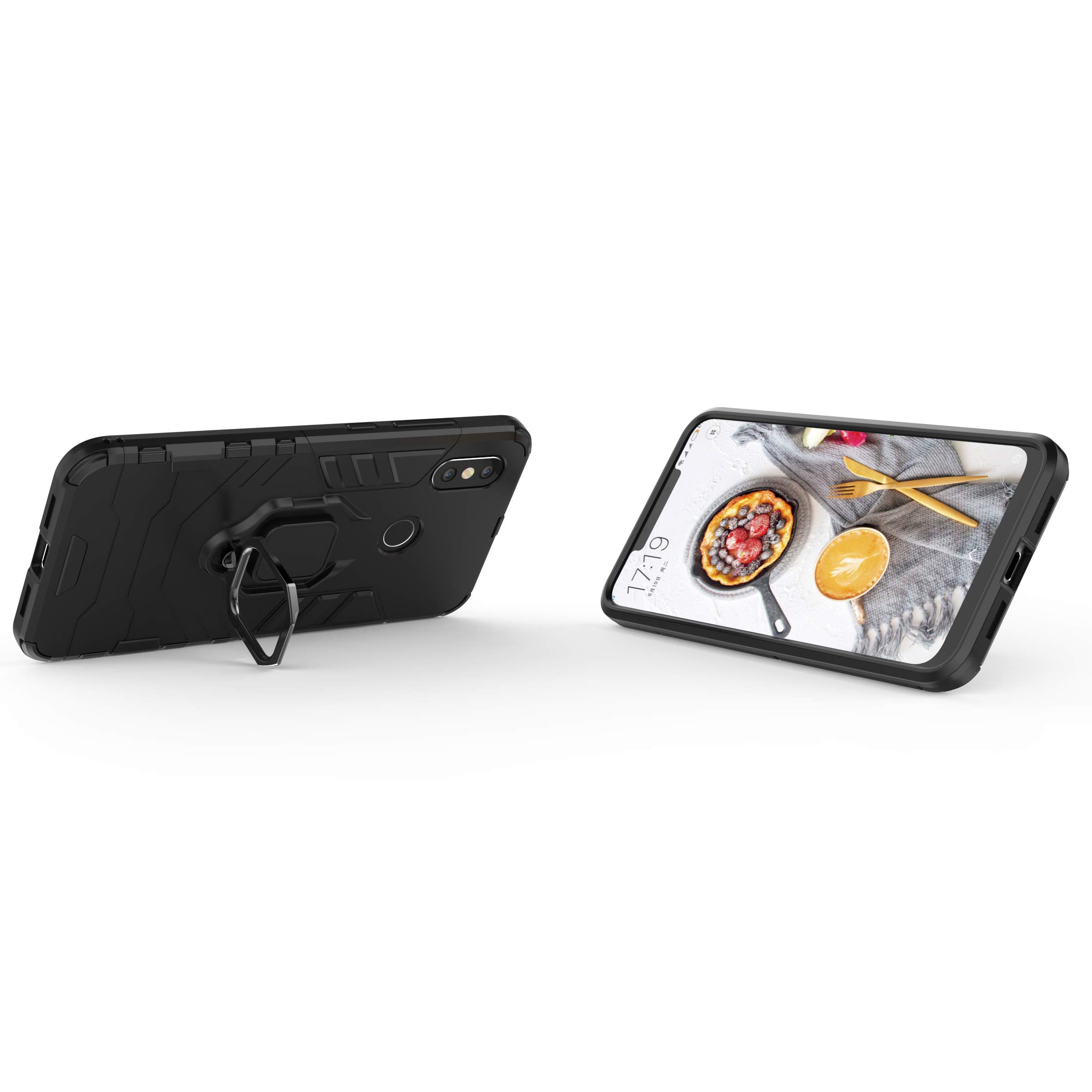 SORAKA Xiaomi Mi 8 Case with Ring Holder & Magnetic Plate - Slim Soft TPU Protective Cover for Xiaomi Mi 8 Smartphone - Perfect for Car Mounting, Hands-Free Use & Daily Protection (Black)