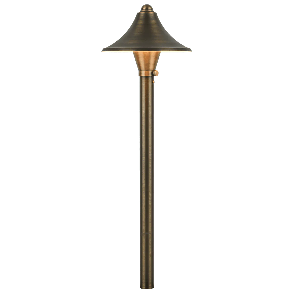 PLB09 Brass LED Cone Lamp - Low Voltage Outdoor Pathway Lighting Fixture for Garden, Walkway & Landscape | Weatherproof & Energy Efficient