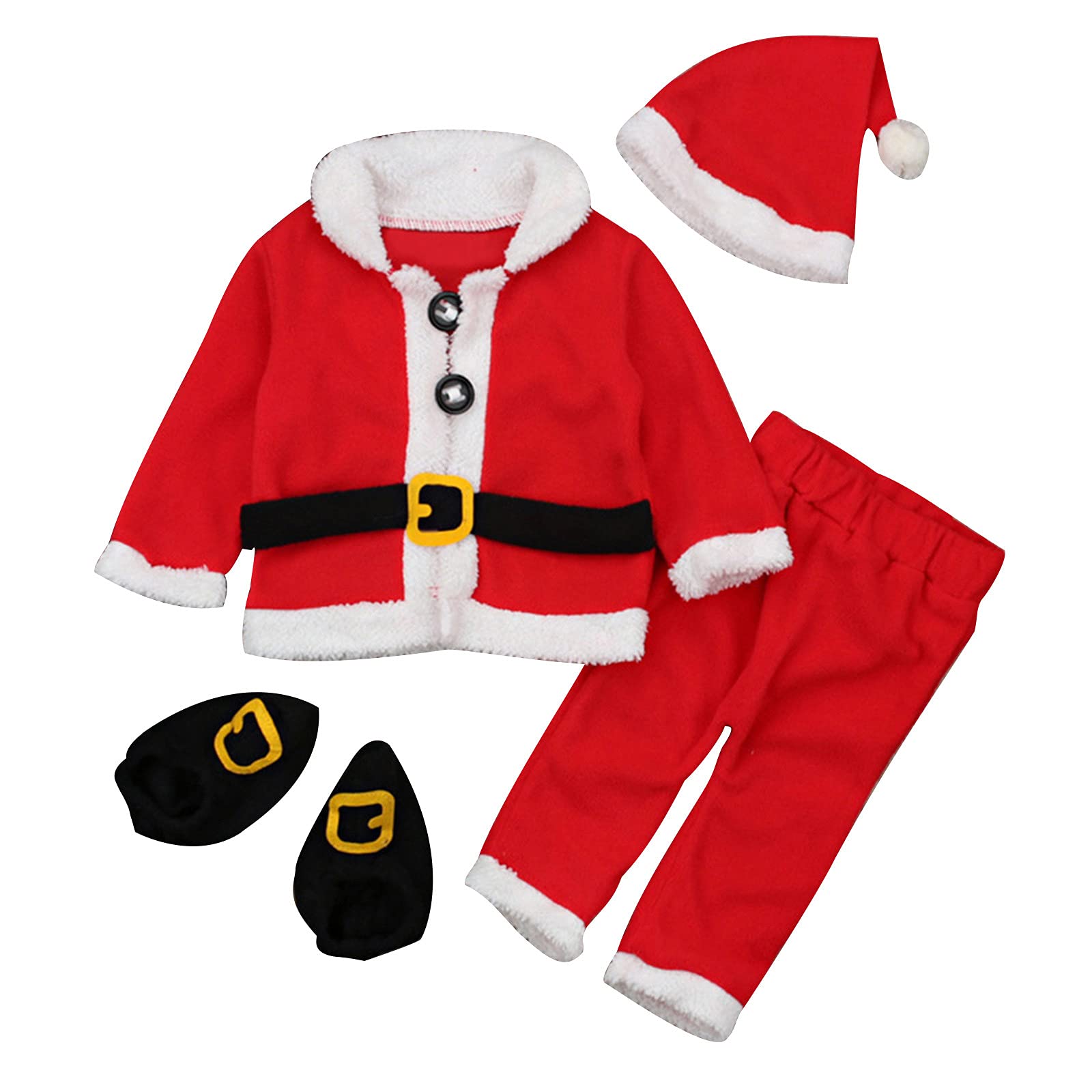 Baby Boy & Girl Christmas Santa Fleece Outfit Set - Warm Toddler Winter Clothes for Holiday Photos & Cosplay | Perfect Gift for 1-3 Year Olds