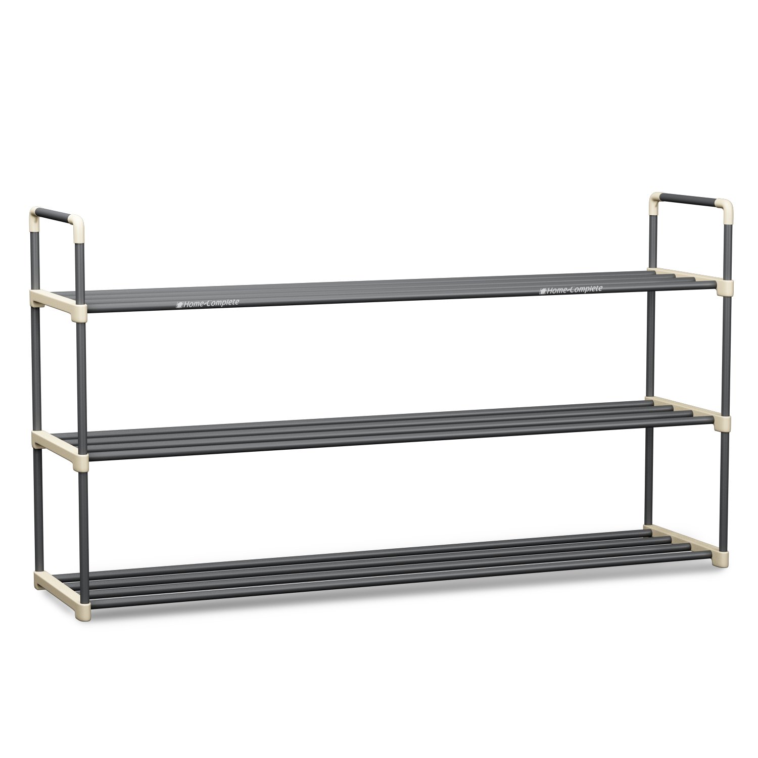 3-Tier Shoe Rack Organizer - Space Saving Storage for 15 Pairs of Shoes, Sneakers, Boots & Heels - Perfect for Closet, Bathroom, Entryway & Mudroom - Sturdy Gray Shelf by Home-Complete - Ideal for Small Spaces & Home Organization