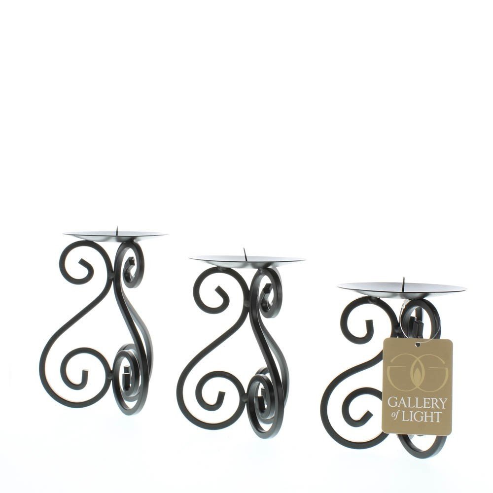 Iron Standing Candle Holders Set of 3 - Decorative Metal Candle Stands for Table Centerpiece, Wedding Decor, Home & Garden Lighting Accessories