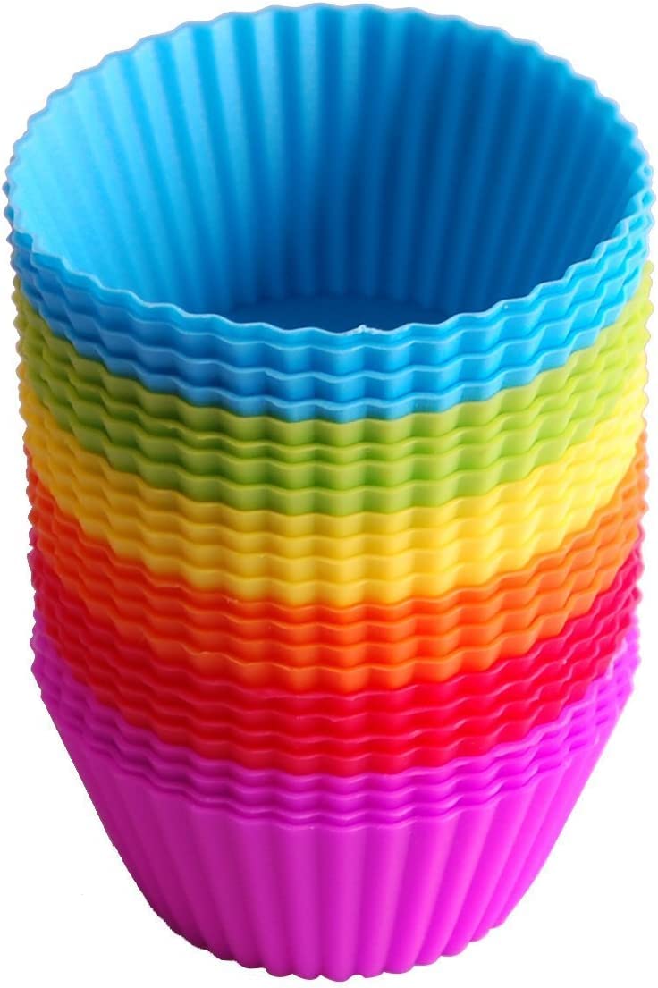 24-Pack Reusable Silicone Cupcake Molds | Non-Stick Baking Cases for Muffins, Cupcakes & Desserts | Perfect for Birthday Parties, Baking Gifts & Home Kitchen Use