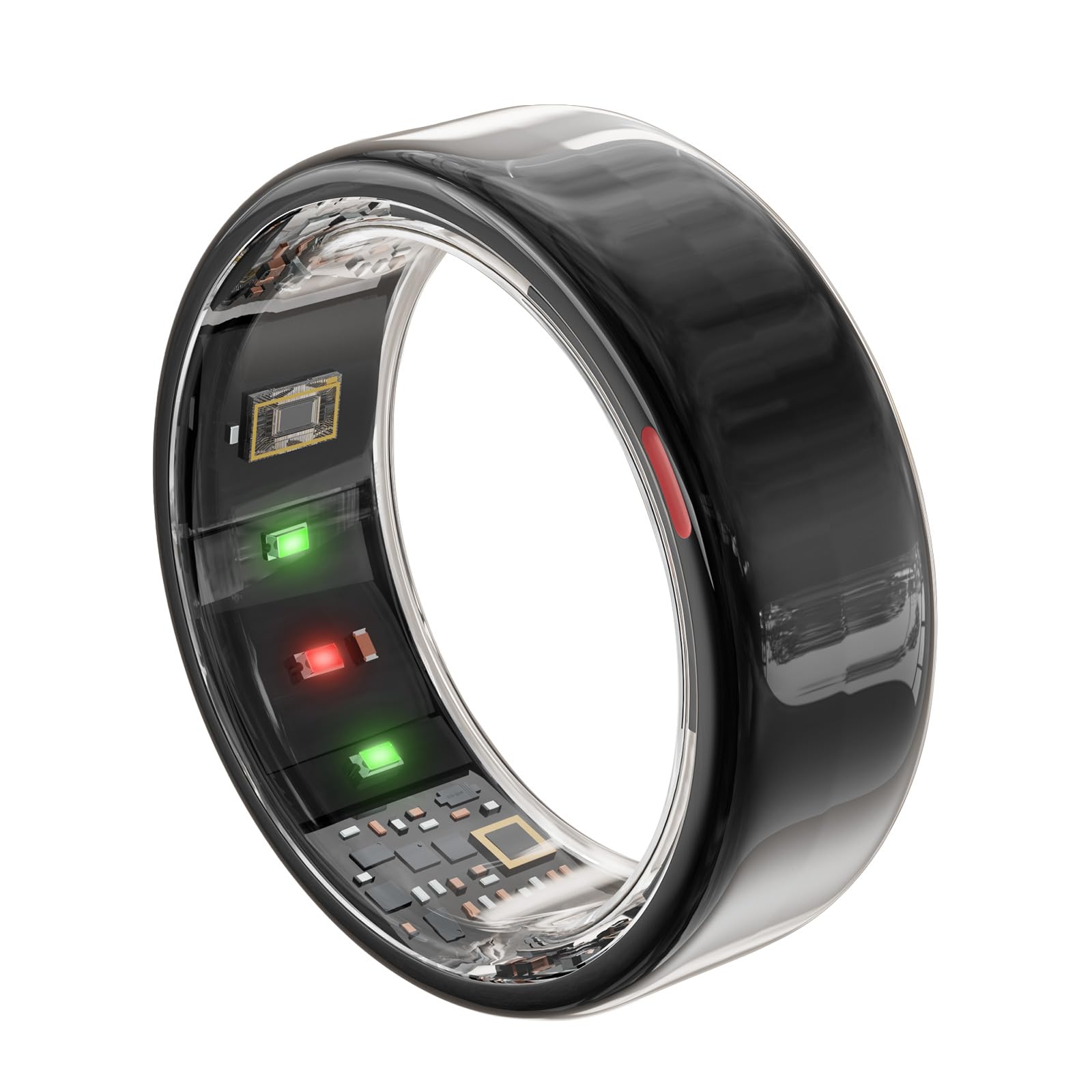 Smart Ring for Sleep Tracking, Stress & Heart Rate Monitor - Free Sizing Kit Included - 5-7 Day Battery Life with Wireless Charging Case - No Subscription Required - iOS Android Compatible - Perfect for Fitness, Health Monitoring & Sleep Analysis (Black, Size 7)