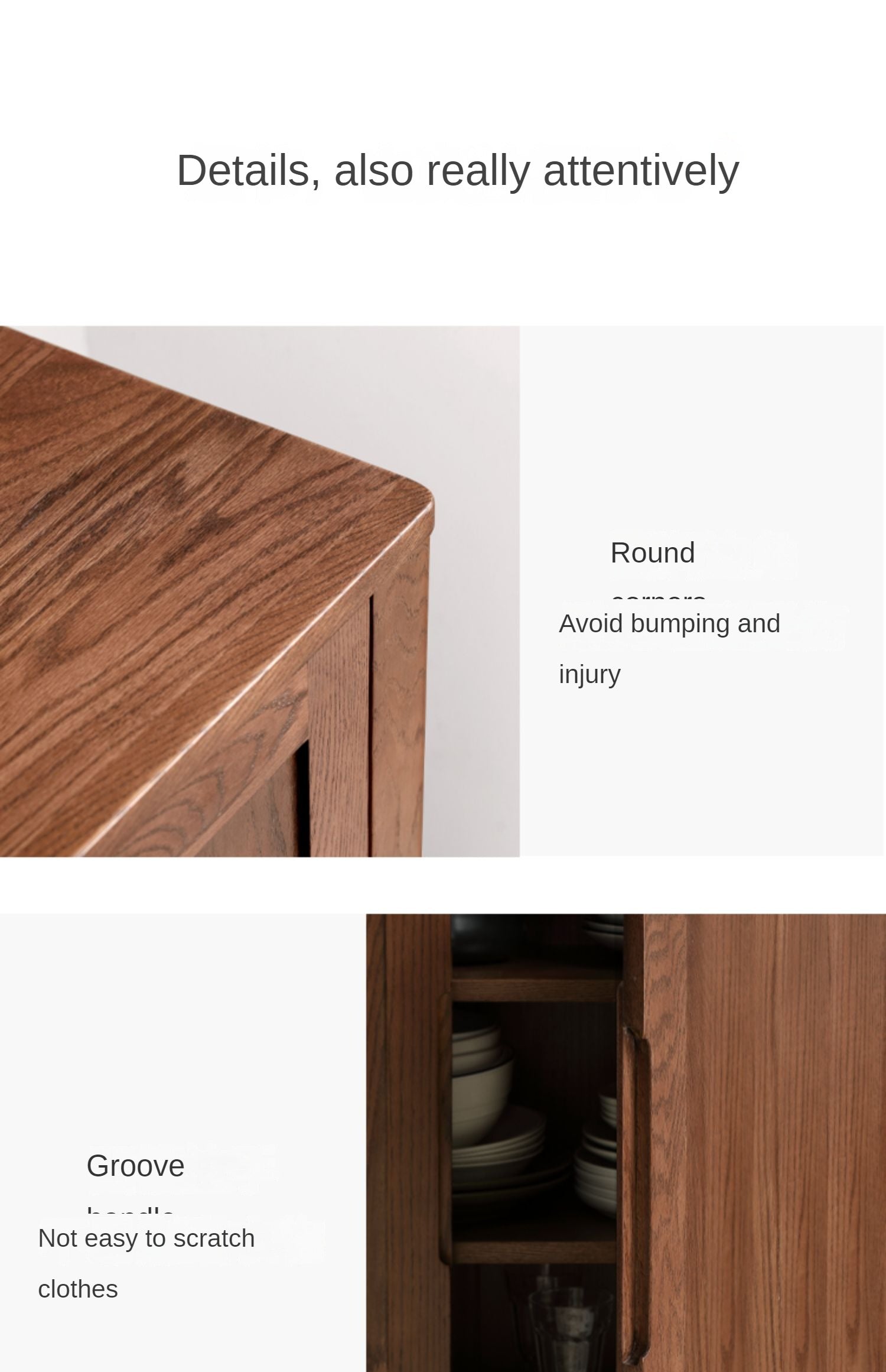 Oak Solid Wood Nordic Sideboard - Modern Scandinavian Buffet Cabinet for Dining Room & Living Room Storage