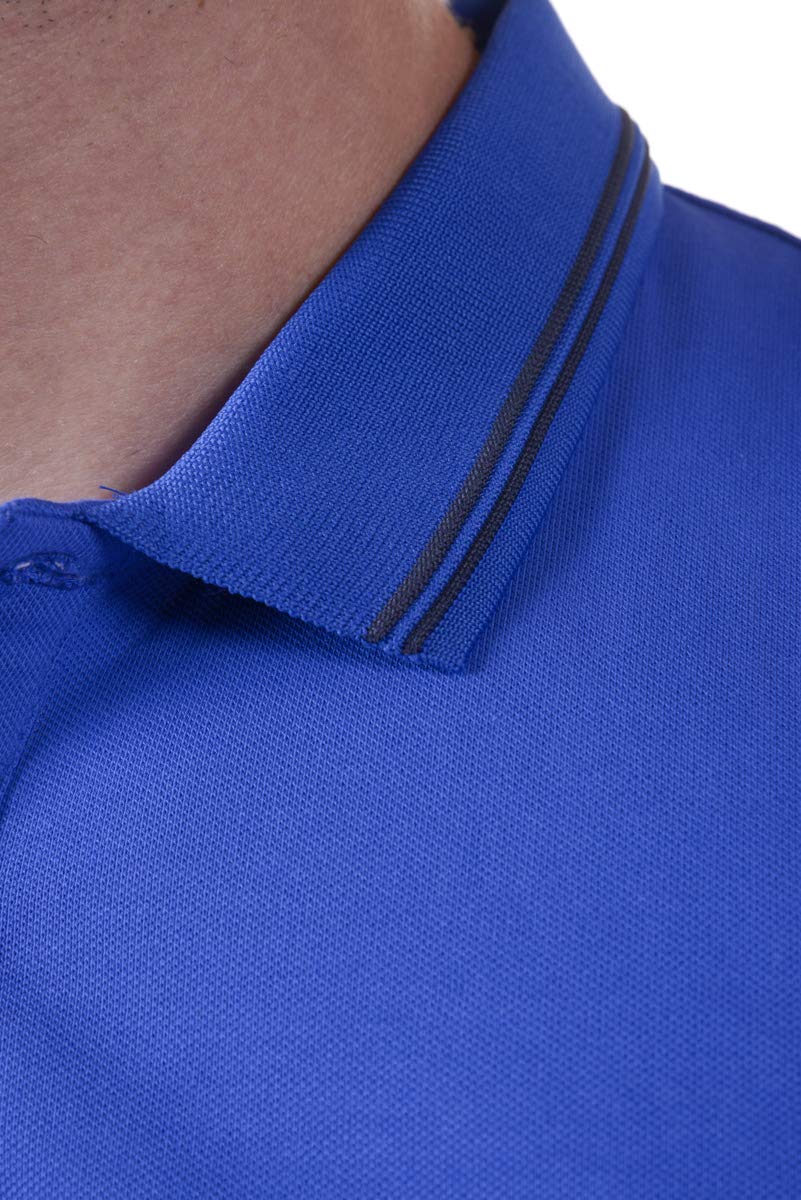 ARMANI JEANS Men's Classic Blue Polo Shirt - Casual Short Sleeve Cotton Shirt for Work, Golf & Everyday Wear