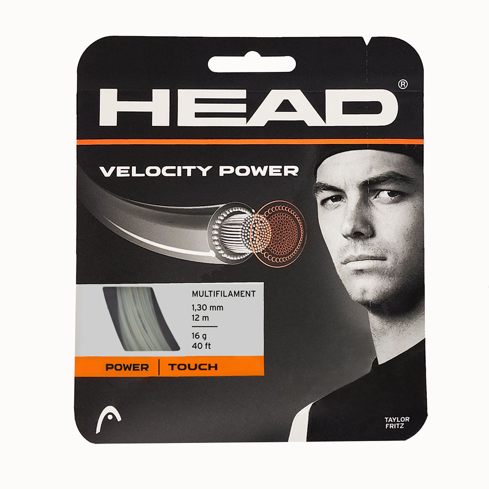 Head Velocity Power 16/1.30 Natural Tennis String | High-Performance Multifilament for Power & Control | Perfect for Competitive Play & Recreational Tennis