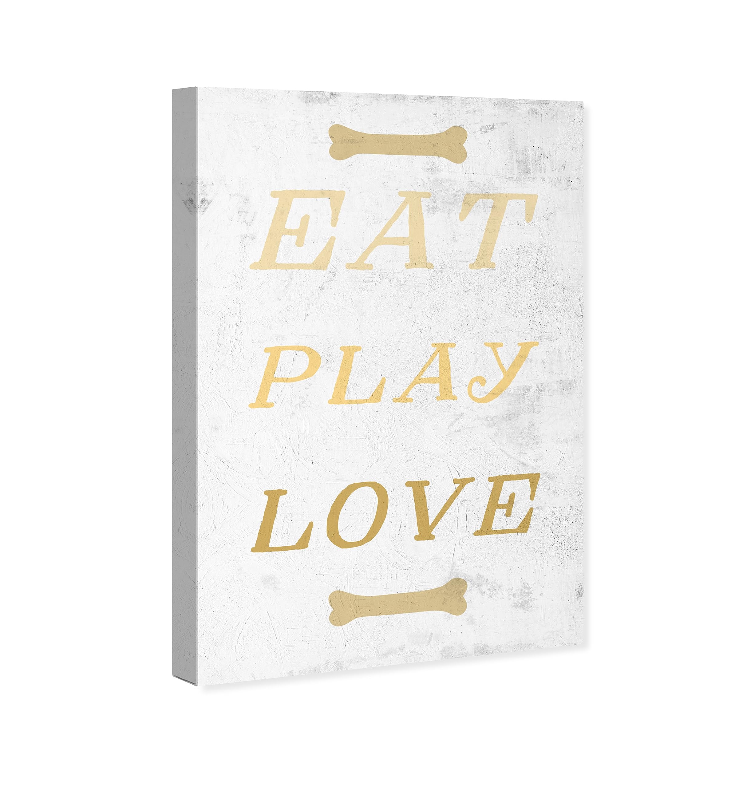 Oliver Gal Artist Co. Animals Wall Art Canvas Print - 'Eat Play Love' Home Decor, 24x36 Inches, Gold & Gray - Perfect for Living Room, Bedroom, Nursery & Office Wall Decor