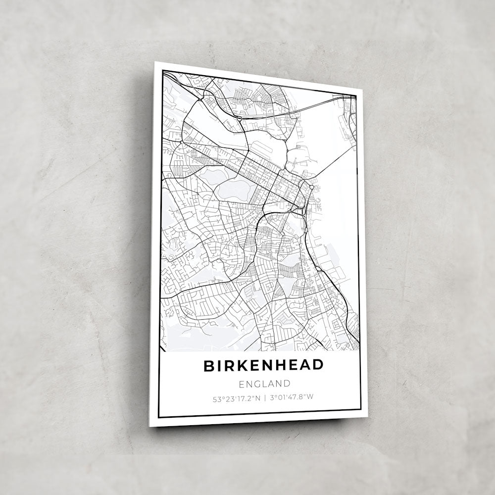 Birkenhead Map Glass Wall Art - Vintage Style Framed Home Decor for Living Room, Bedroom & Office - Perfect Gift for Travel Lovers & Map Enthusiasts