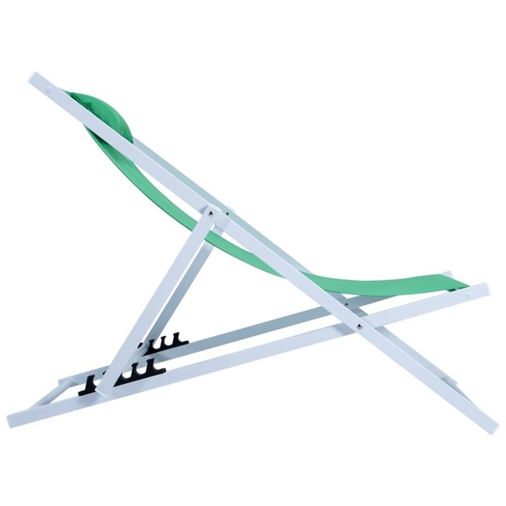 LeisureMod Sunset Outdoor Portable Patio Beach Sling Chair - Adjustable Reclining with Headrest, Lightweight & Foldable for Backyard, Poolside, Camping (Green)