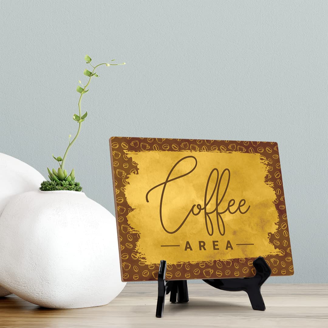 ByLITA Coffee Area Table Sign - 8 x 6 Inch Rustic Wooden Cafe Sign for Coffee Shops, Home Kitchen & Office Break Rooms - Perfect for Coffee Stations, Barista Areas & Coffee Lovers