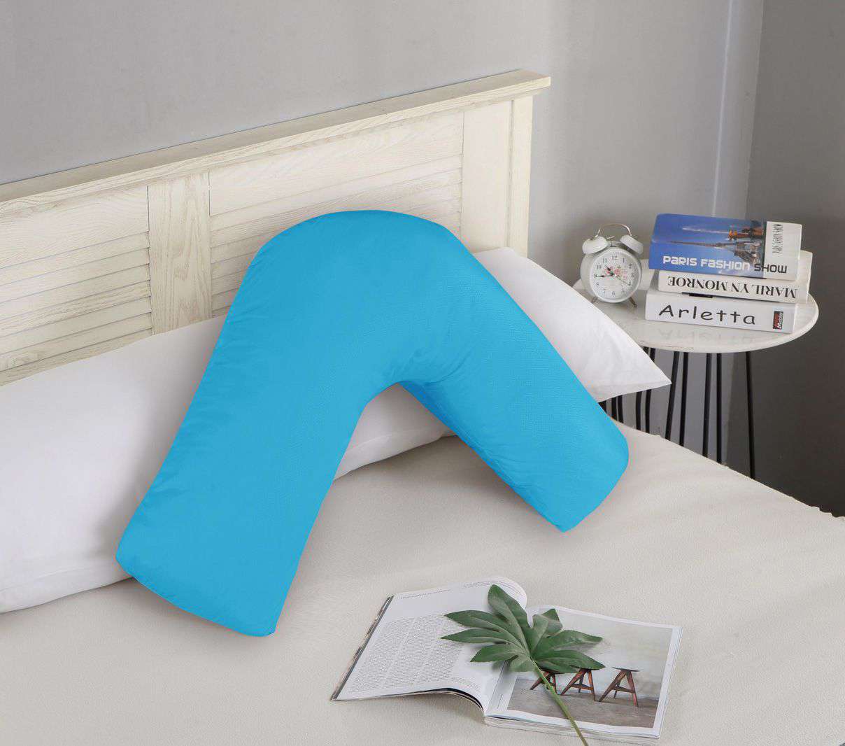 1000TC Premium Ultra Soft V-Shape Pillowcase - Light Blue | Luxury Bedding for Side Sleepers & Neck Support | Perfect for Home, Hotel, and Travel Use
