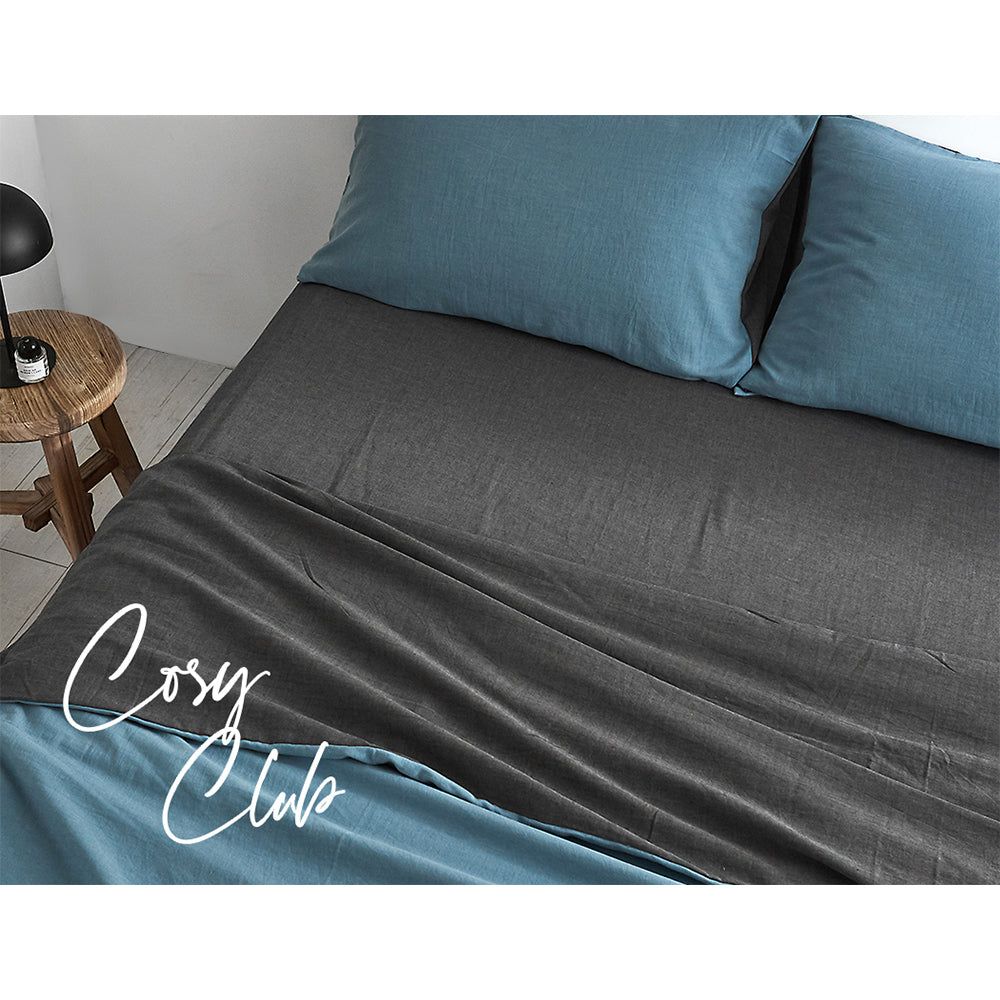 Premium 100% Cotton Sheet Set - Queen Size, Dark Blue & Navy Blue - Ultra Soft & Breathable for a Comfortable Sleep - Perfect for Bedroom, Guest Room & Vacation Homes