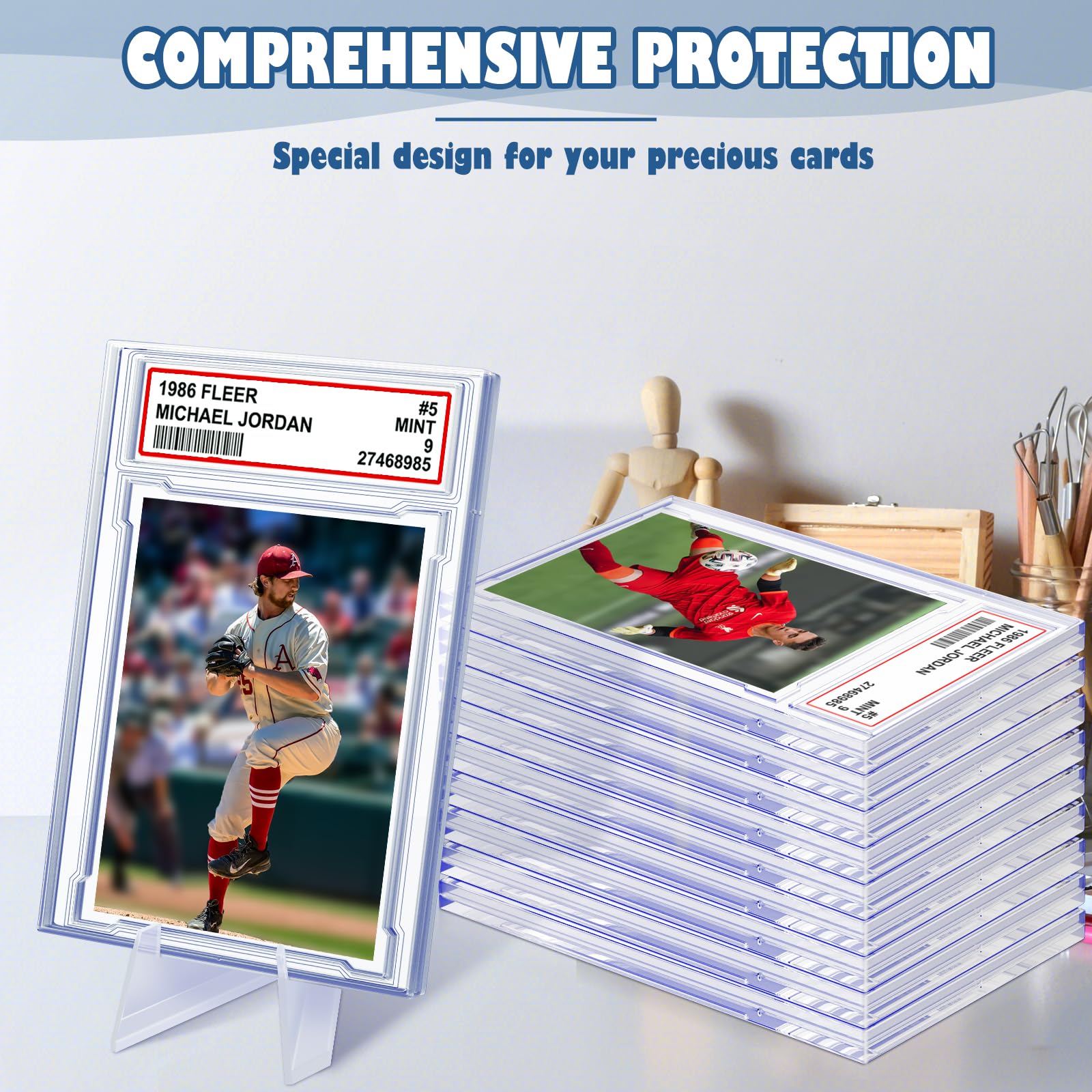 6 PCS Acrylic Trading Card Holders - Graded Card Slab Sleeves with Label Position for MTG, TCG & Sports Cards | Perfect for Storage, Display & Collectible Protection (Ideal for Card Showcases, Home Decor & Gaming Tournaments)