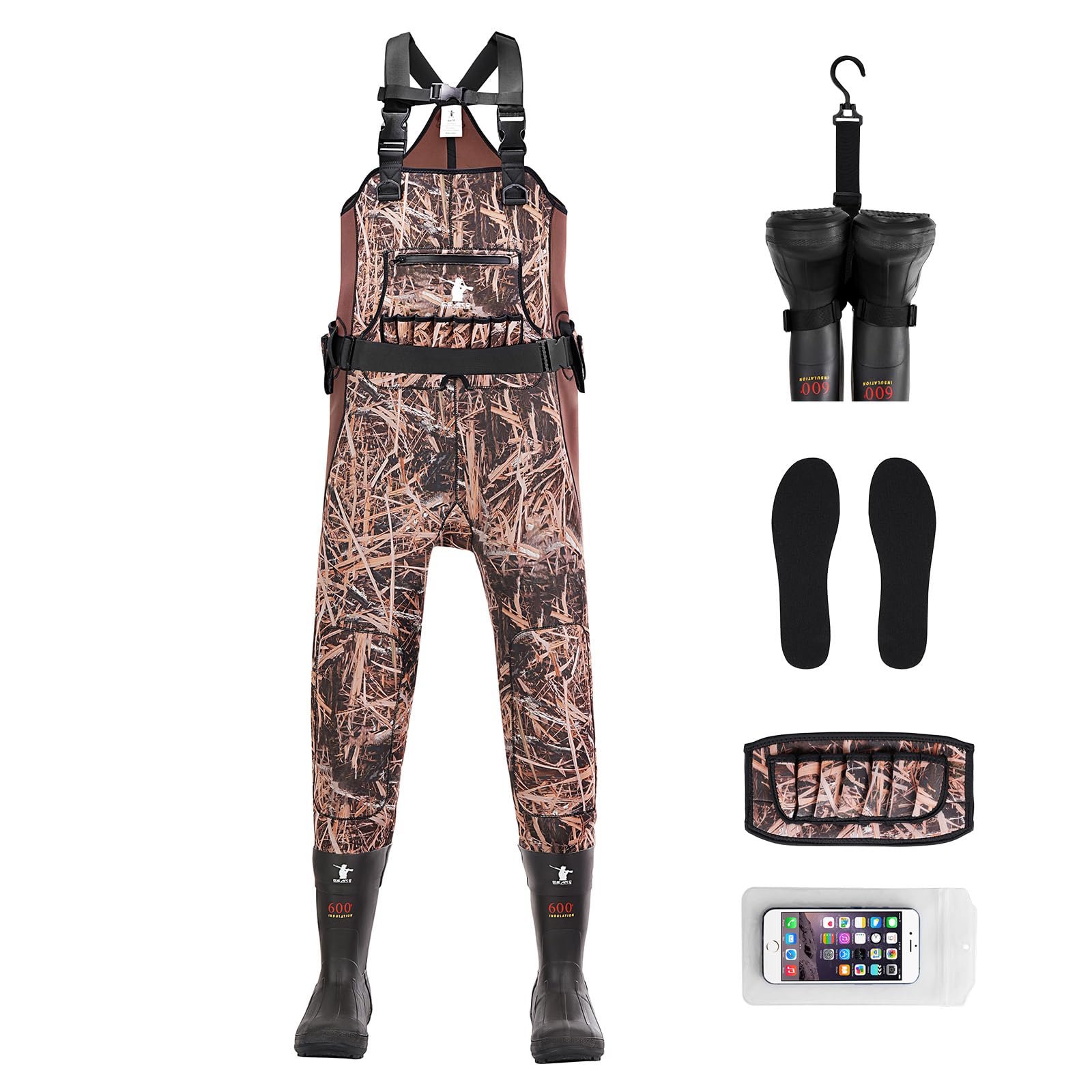 Women's Insulated Neoprene Waterproof Chest Waders for Duck Hunting & Fishing - Camo Bootfoot Design with Breathable Fabric & Boot Hanger - Perfect for Cold Weather Waterfowl Hunting & Outdoor Adventures