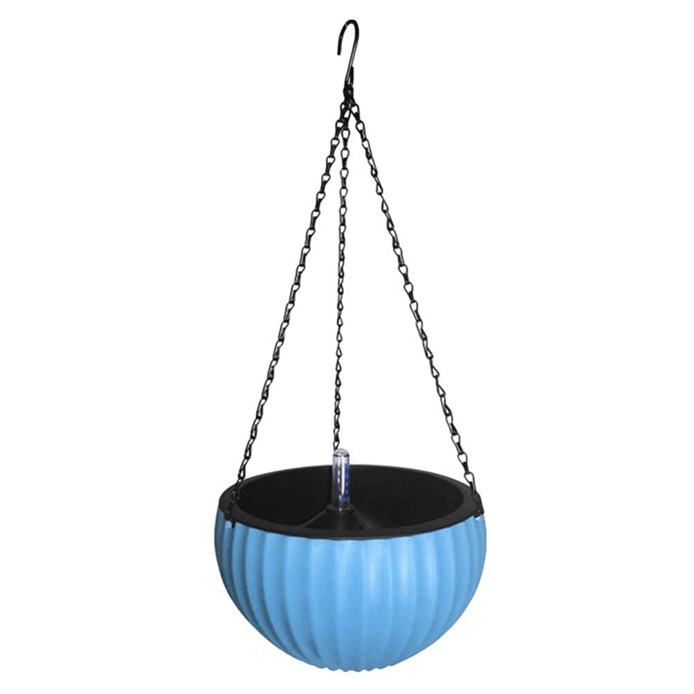 NICETOW Self Watering Hanging Planter Basket - Indoor/Outdoor Flower Pot with Drainage Holes - Wall Decor for Plants, Balcony, Garden, Patio (Blue)