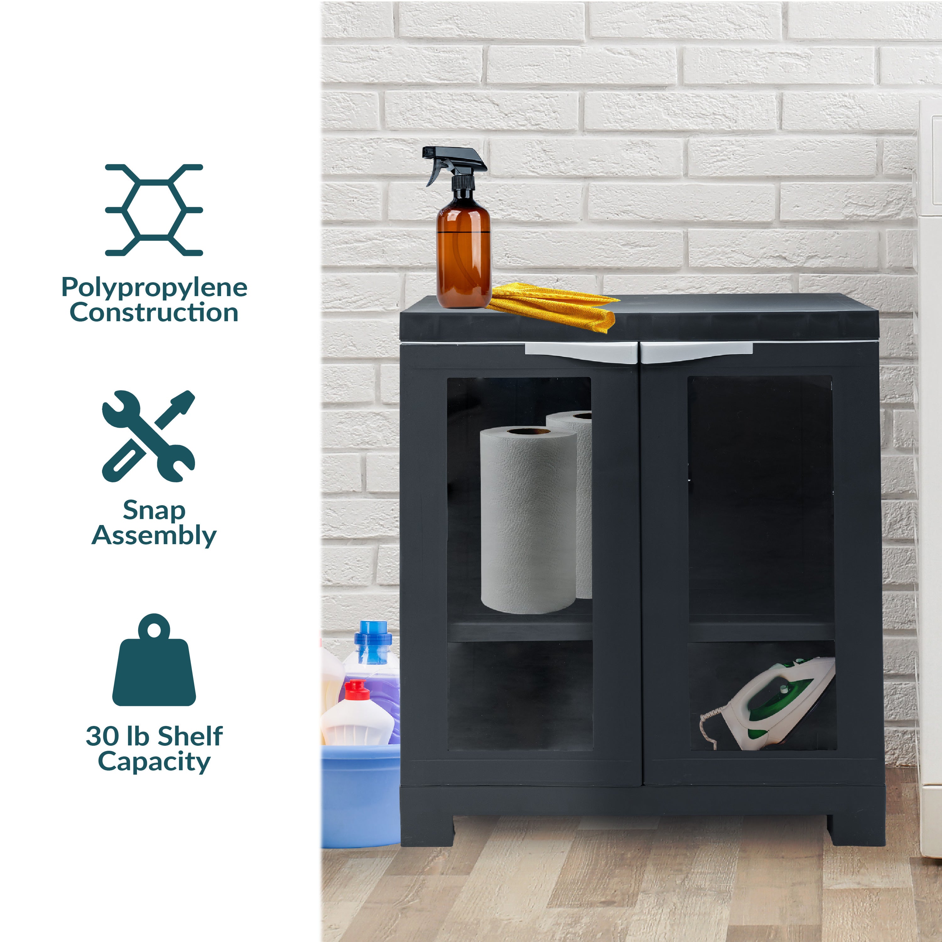 Durable Plastic Garage Storage Cabinet with Adjustable Shelves - Heavy-Duty Organizer for Tools, Gardening Supplies & Home Storage - Perfect for Garage, Basement, Shed & Workshop Organization