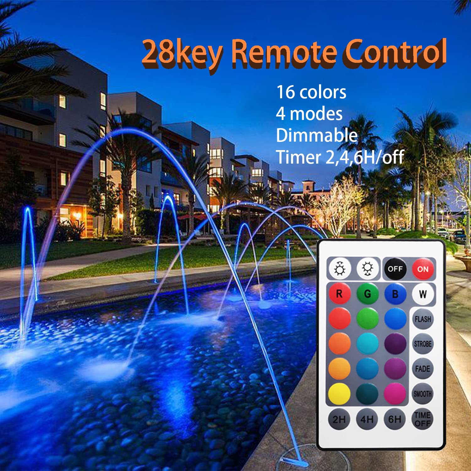 4-Pack RGB Underwater Pond Lights with Timer - IP68 Waterproof, Dimmable Outdoor Landscape Lighting for Garden Fountain, Fish Tank & Pool Decor | Perfect for Backyard, Patio & Water Feature Illumination