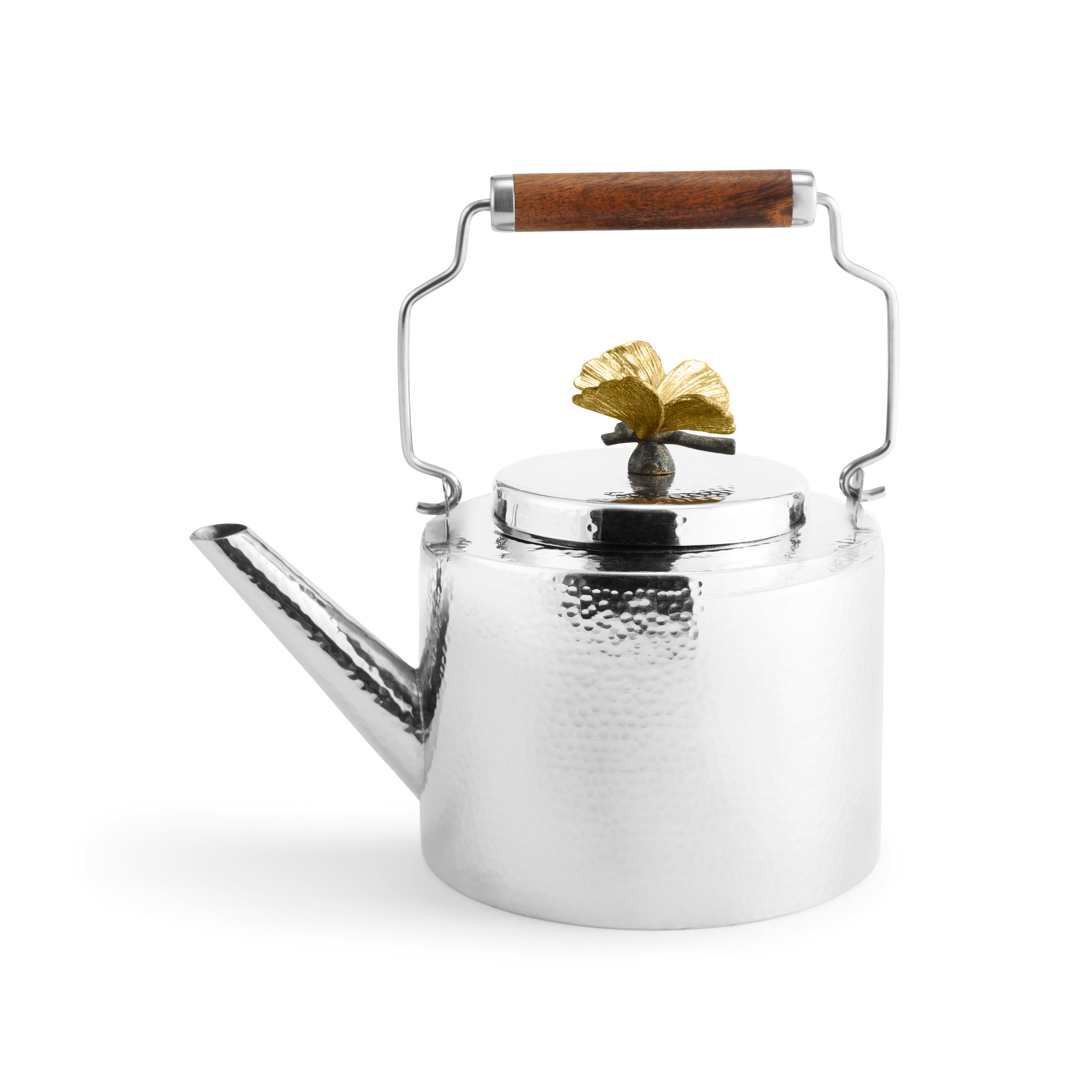 Butterfly Ginkgo Tea Kettle - Elegant Stainless Steel Stovetop Teapot for Home & Office Use - Perfect for Brewing Herbal Tea, Coffee & Hot Water