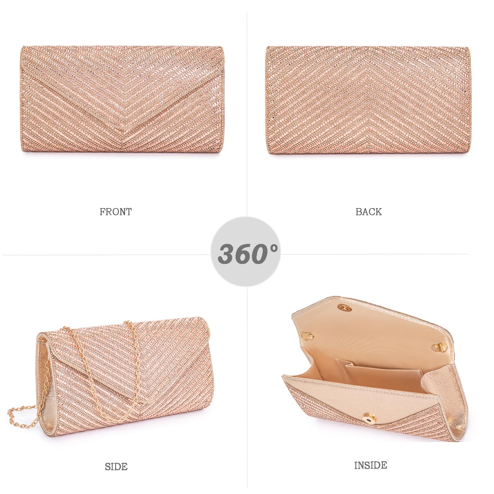 Elegant Women's Evening Handbags - Rhinestone Envelope Clutch Purse for Wedding, Party & Special Occasions | Ladies Crossbody Shoulder Bag with Sparkling Crystals | Perfect for Date Night, Prom & Formal Events
