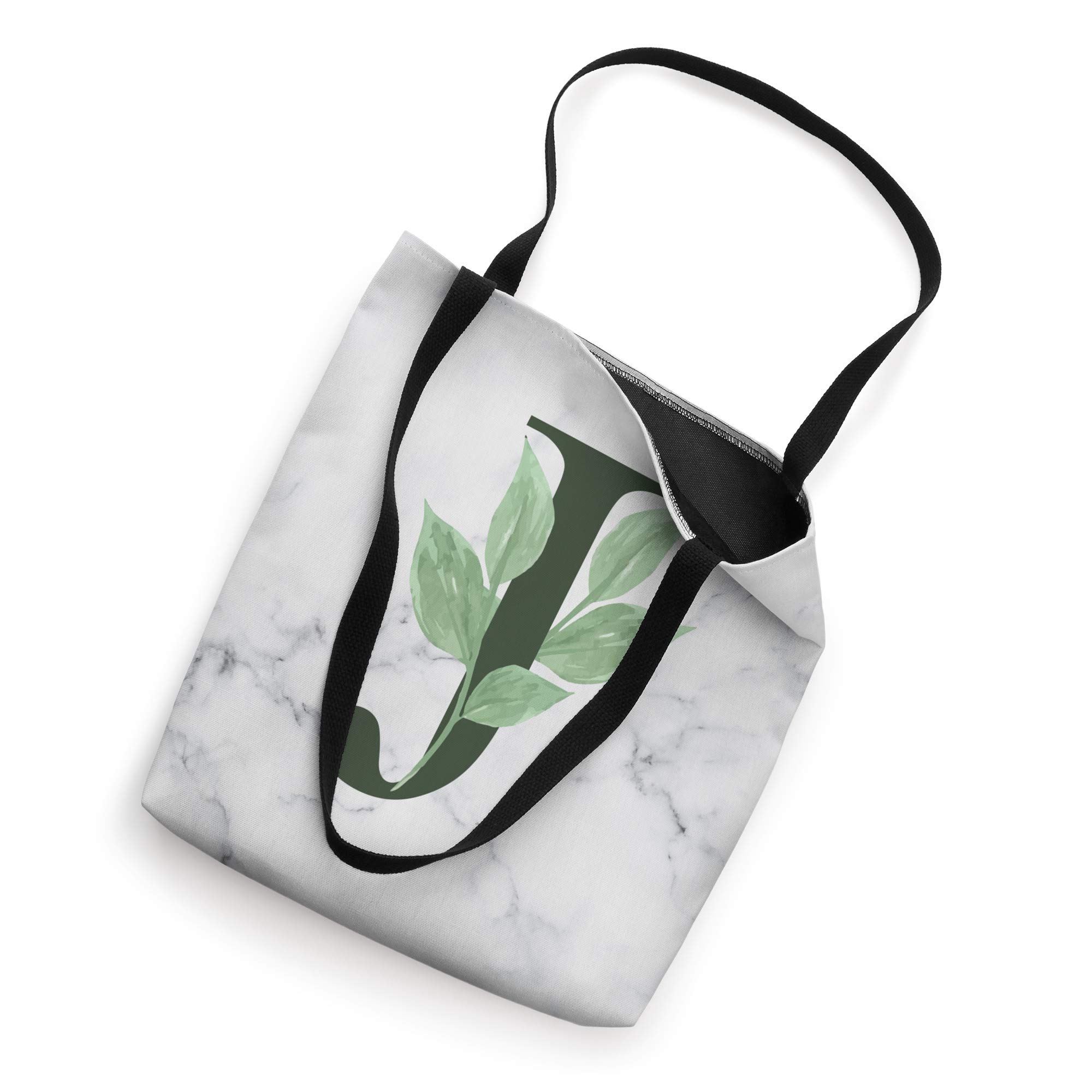 Personalized Monogram J Initial Letter Tote Bag - Custom Plant Alphabet Design - Perfect for Grocery Shopping, Beach Trips & Work Commute