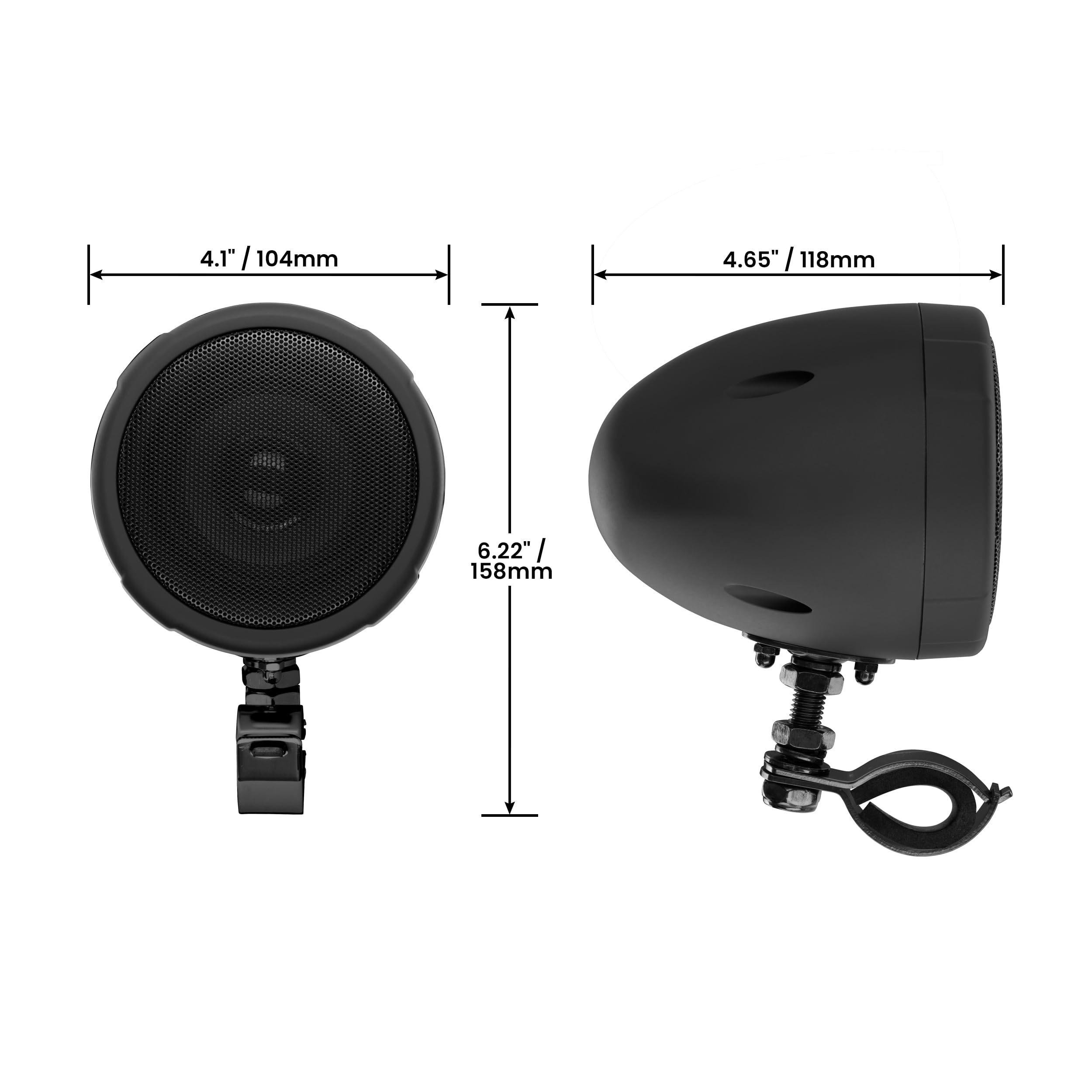 BOSS Audio Systems MCBK475BA 3 Inch Waterproof Motorcycle Speakers with Built-in Amplifier & Bluetooth - Wireless Streaming, Weatherproof Design, Volume Control, ATV/UTV Compatible - Perfect for Motorcycles, ATVs, UTVs & Outdoor Adventures