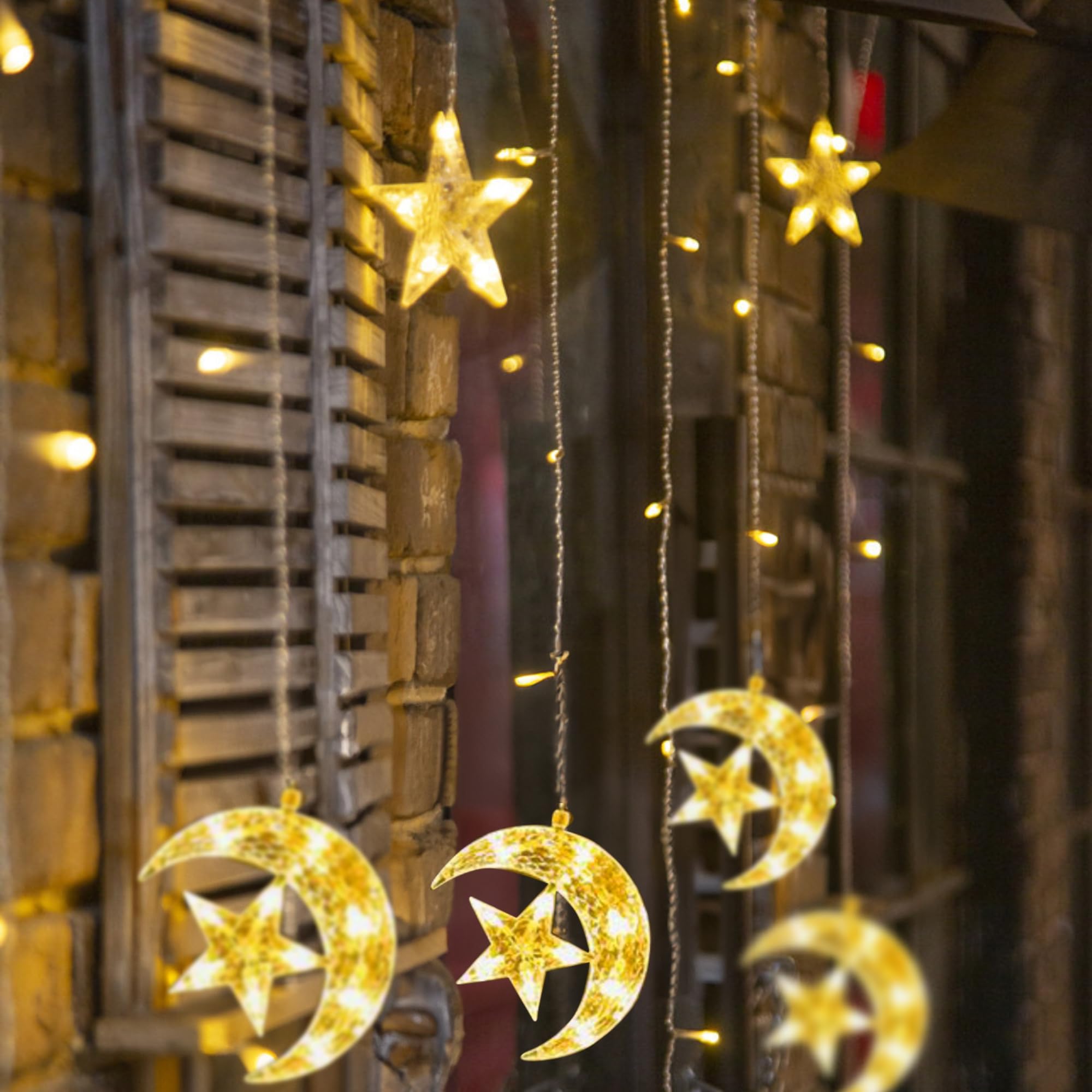TW SHINE Ramadan Decorations - 138 LED Star Moon String Lights with Remote & 8 Modes, Ramadan Banner for Eid Al-Fitr Party Supplies (USB Powered) - Perfect for Home Decor, Mosque Lighting, and Ramadan Festival Celebrations
