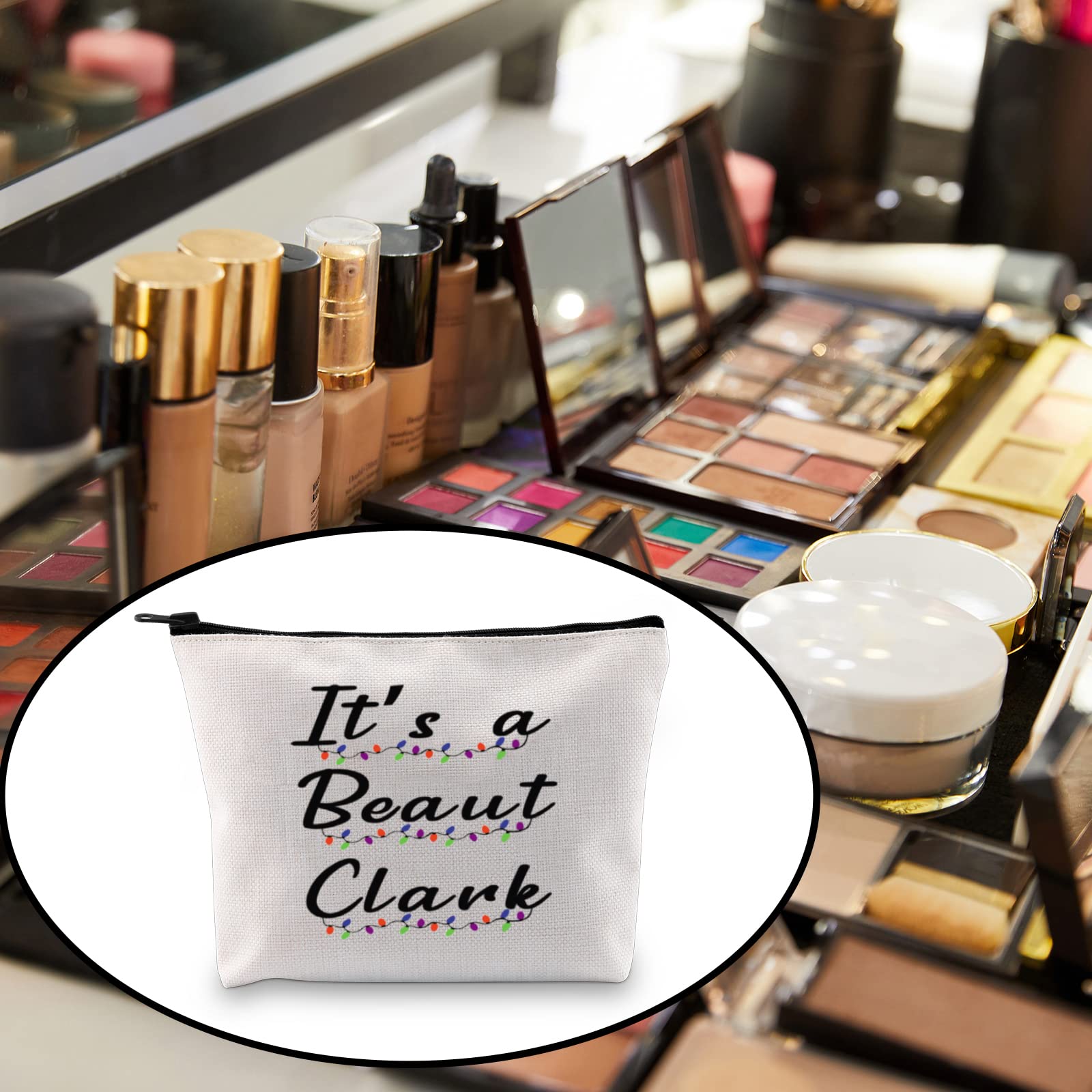 BLUPARK Funny Christmas Vacation Makeup Bag - 'It's A Beaut Clark' National Lampoons Gift for Women | Holiday Travel Cosmetic Pouch & Stocking Stuffer