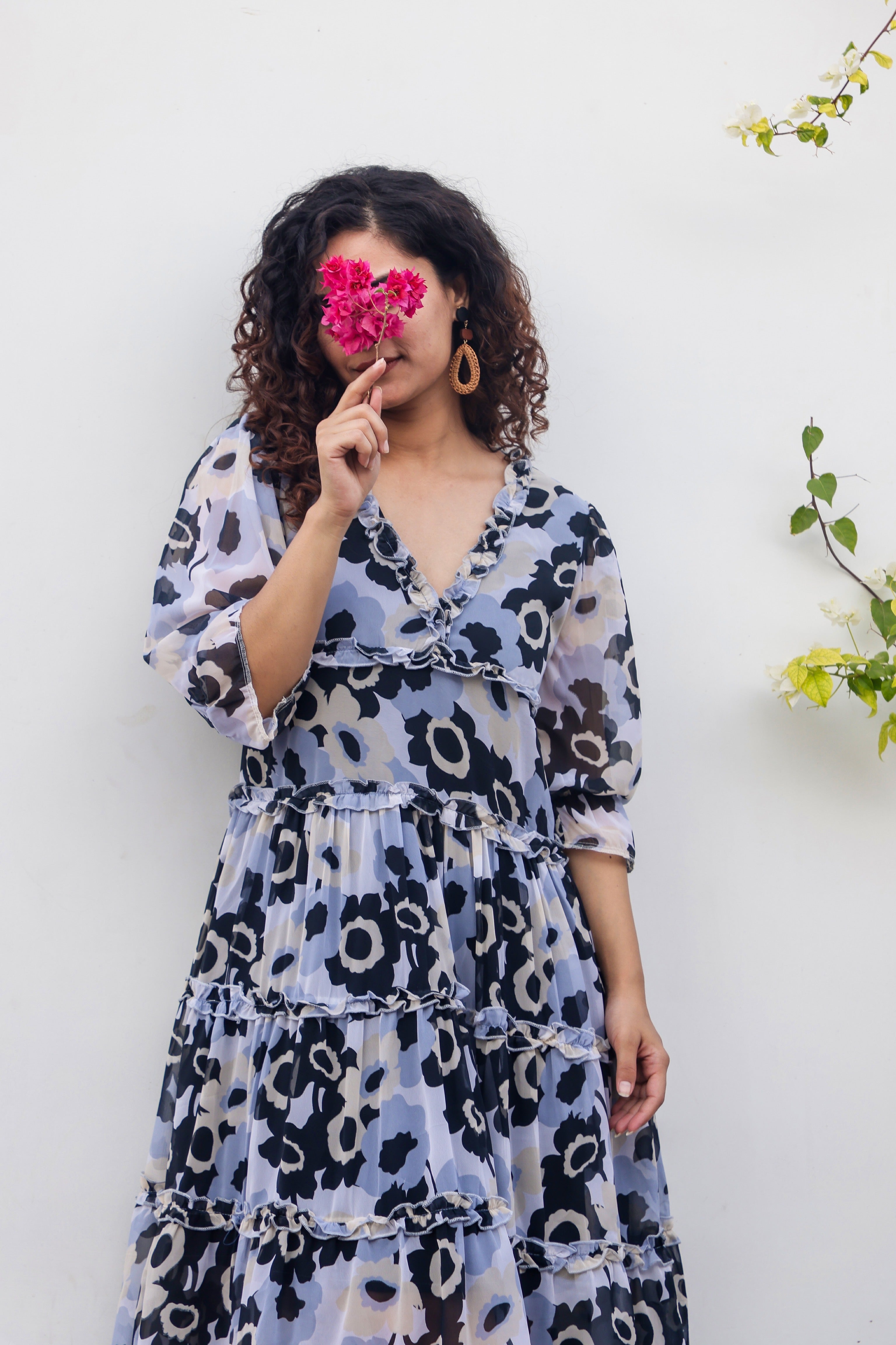Elegant Grey Floral Print Maxi Dress for Women - Summer Beach Party, Wedding Guest & Vacation Outfit