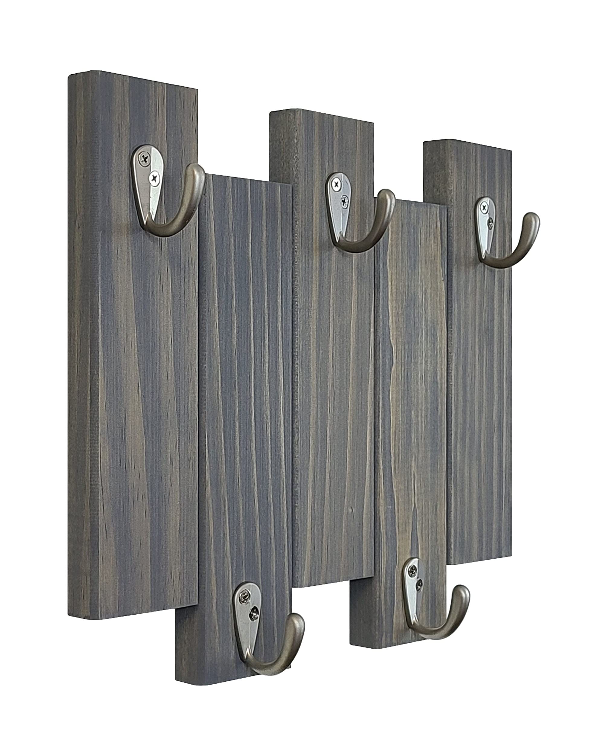 Pike Wall Hooks - 20 Stain Colors | Key Holder & Organizer | Coat, Leash & Purse Hooks | Wall Mount Key Rack in Classic Gray | Perfect for Entryway, Mudroom & Home Organization