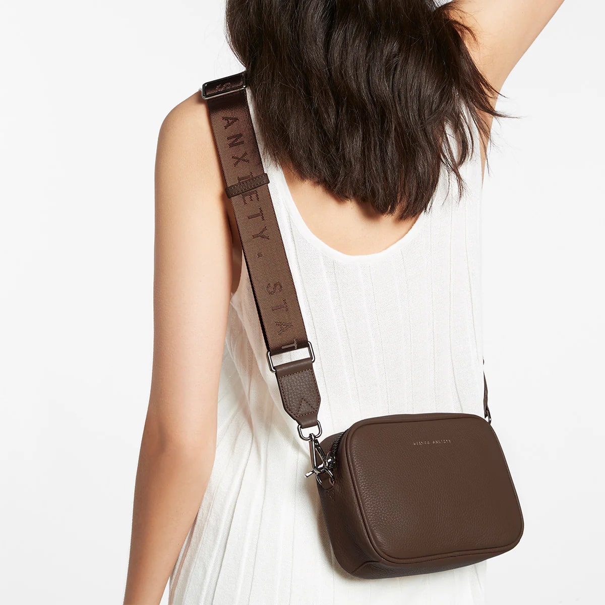Status Anxiety Plunder With Webbed Strap Bag in Cocoa - Stylish Crossbody Purse for Women, Perfect for Everyday Use, Travel & Night Out