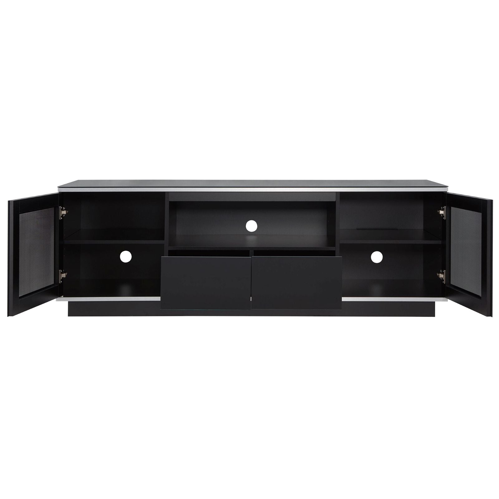 TITAN 1800 Modern TV Stand Entertainment Center - Black Media Console with Storage for Living Room, Bedroom & Home Theater