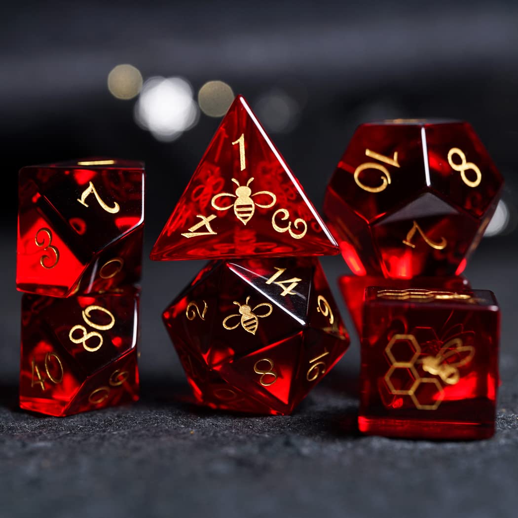 Premium Natural Gemstone D&D Dice Set - 7-Piece Polyhedral RPG Dice for Dungeons & Dragons, Pathfinder & Tabletop Roleplaying Games | Perfect for TRPG Campaigns, DND Gift Ideas & Fantasy Gaming Nights