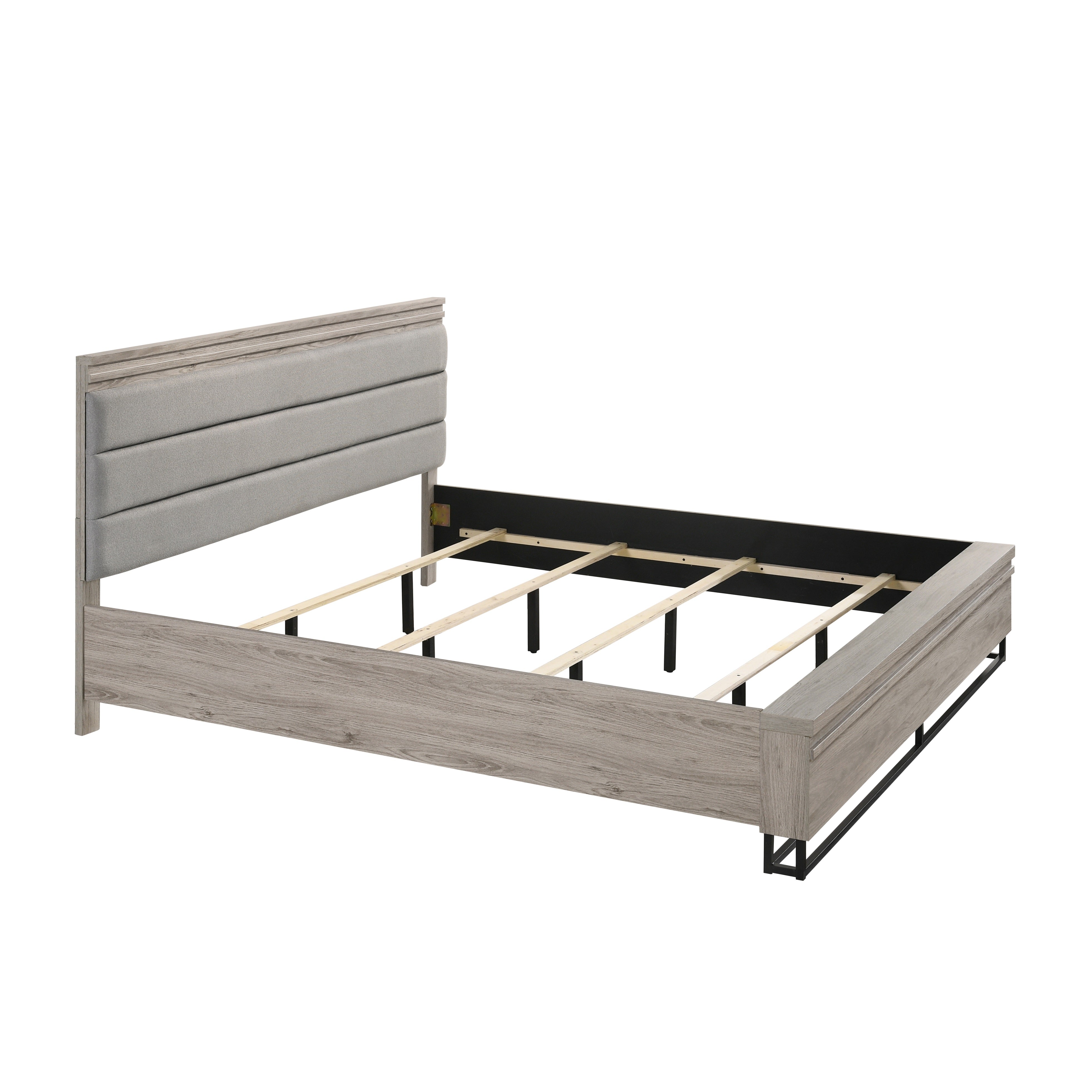 Alvear Upholstered Wood Panel Bed Frame - Queen Size Weathered Gray Finish for Modern Bedroom Decor | Perfect for Master Bedrooms, Guest Rooms & Cozy Home Retreats