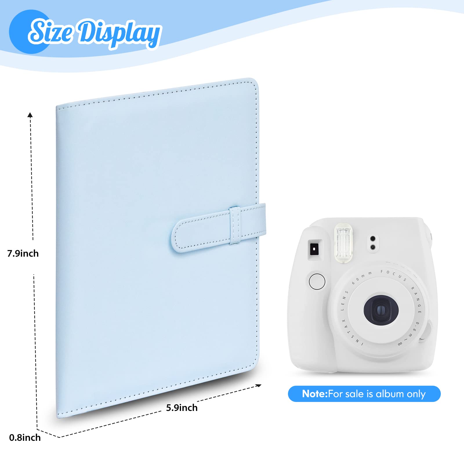 Ablus 256-Pocket Photo Album for Polaroid Snap, SnapTouch, Zip Mint Cameras & Printers - Compatible with Fujifilm Instax Mini 11, 90, 9, 8+, 8, 7S, 70, 50S, 26, 25, LiPlay Instant Cameras & Mini Link SP-1 Printer (Blue) - Perfect for Organizing, Storing & Displaying Instant Photos at Home, Office or Events
