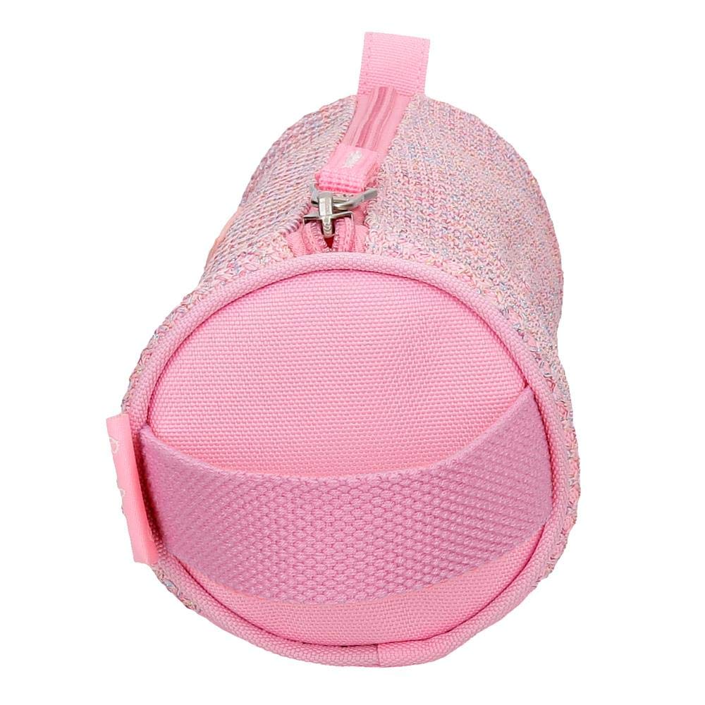 Pepe Jeans Round Rose Makeup Bag 9x9x23 cm - Waterproof Polyester Cosmetic Pouch for Travel, Gym & Everyday Use