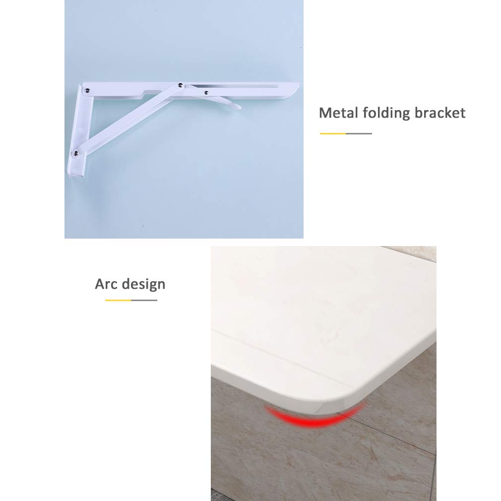 Space-Saving Folding Wall-Mounted Drop-Leaf Table - 34 Size Options White Floating Desk for Study, Writing, Computer Work - Multi-Functional Kitchen Dining Table, Bar Counter & Laundry Workbench (90x40cm/35x16in) - Perfect for Small Apartments, Home Offices & Compact Living Spaces