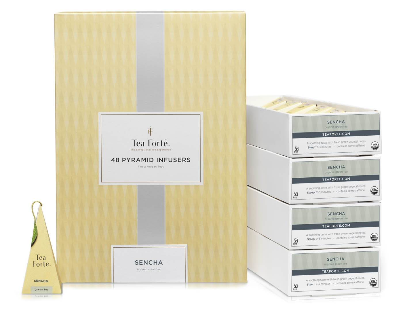 Organic Sencha Green Tea Bags 48 Count - Premium Japanese Loose Leaf Tea for Daily Wellness & Relaxation - Perfect for Home, Office, or Travel