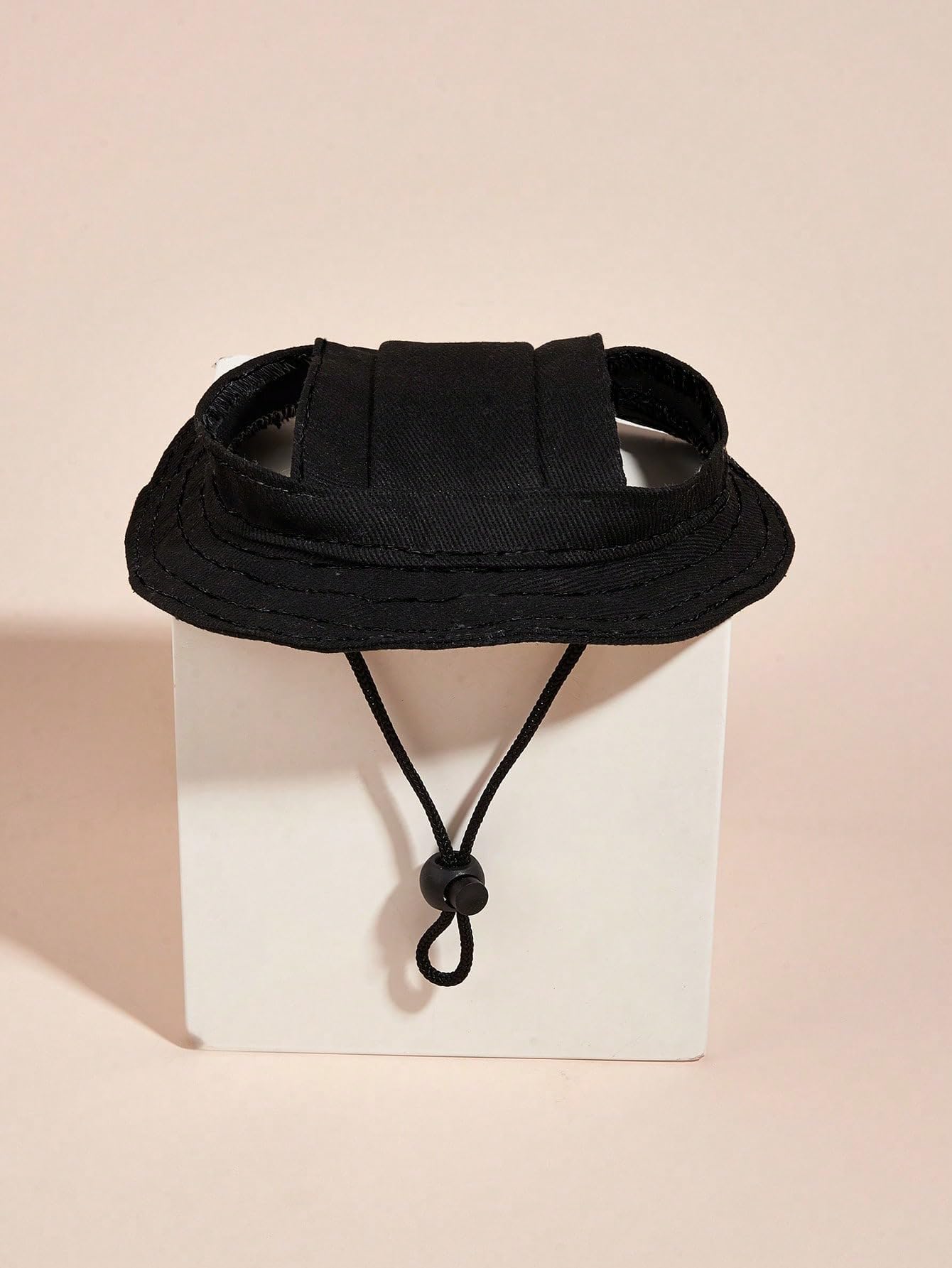 QWINEE Dog Sun Hat with Ear Holes - UV Protection Bucket Hat for Small & Medium Dogs & Cats - Adjustable Pet Cap for Outdoor Activities, Beach, Park & Summer Adventures (Black, Size A)