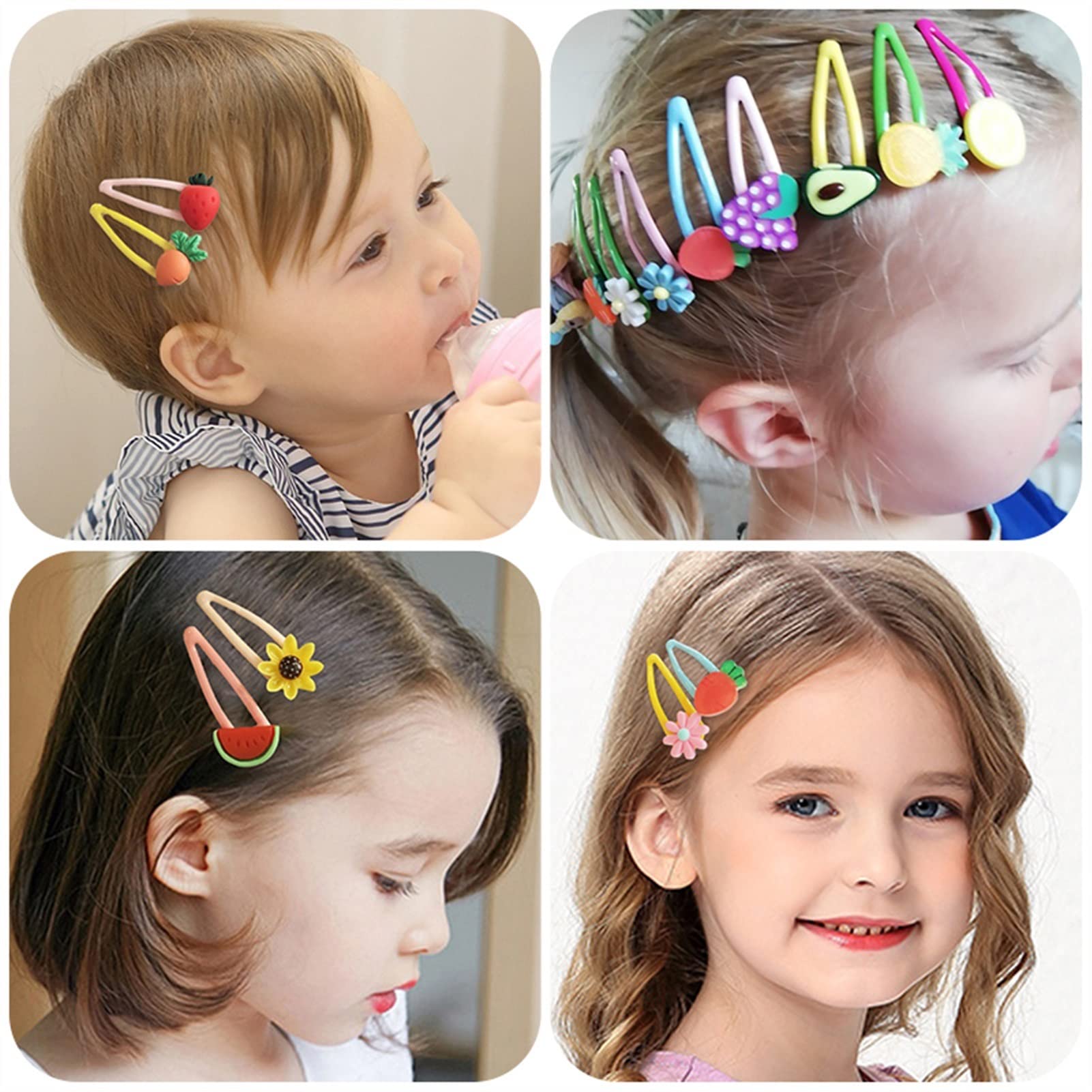 Handmade Cute Cartoon Animal & Fruit Hair Barrettes for Girls - 10/15 Pcs Set - 5cm Hair Clips for Kids - Lovely Hair Accessories & Headbands (Green) - Perfect for School, Parties & Daily Styling