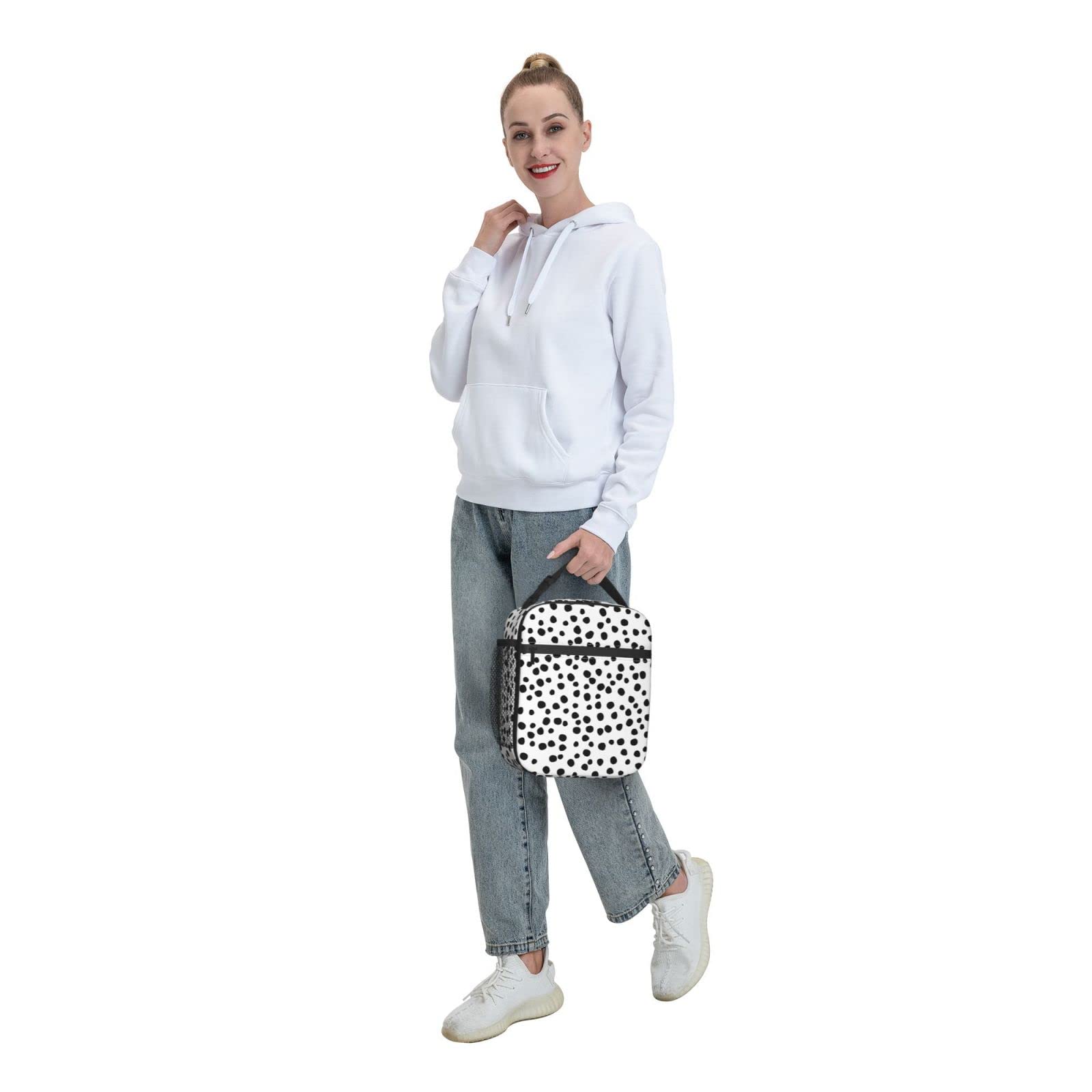 Polka Dot Insulated Lunch Box for Women, Men, Kids - Reusable & Washable Thermal Lunch Bag for School, Office, Picnic, Travel & Outdoor Activities