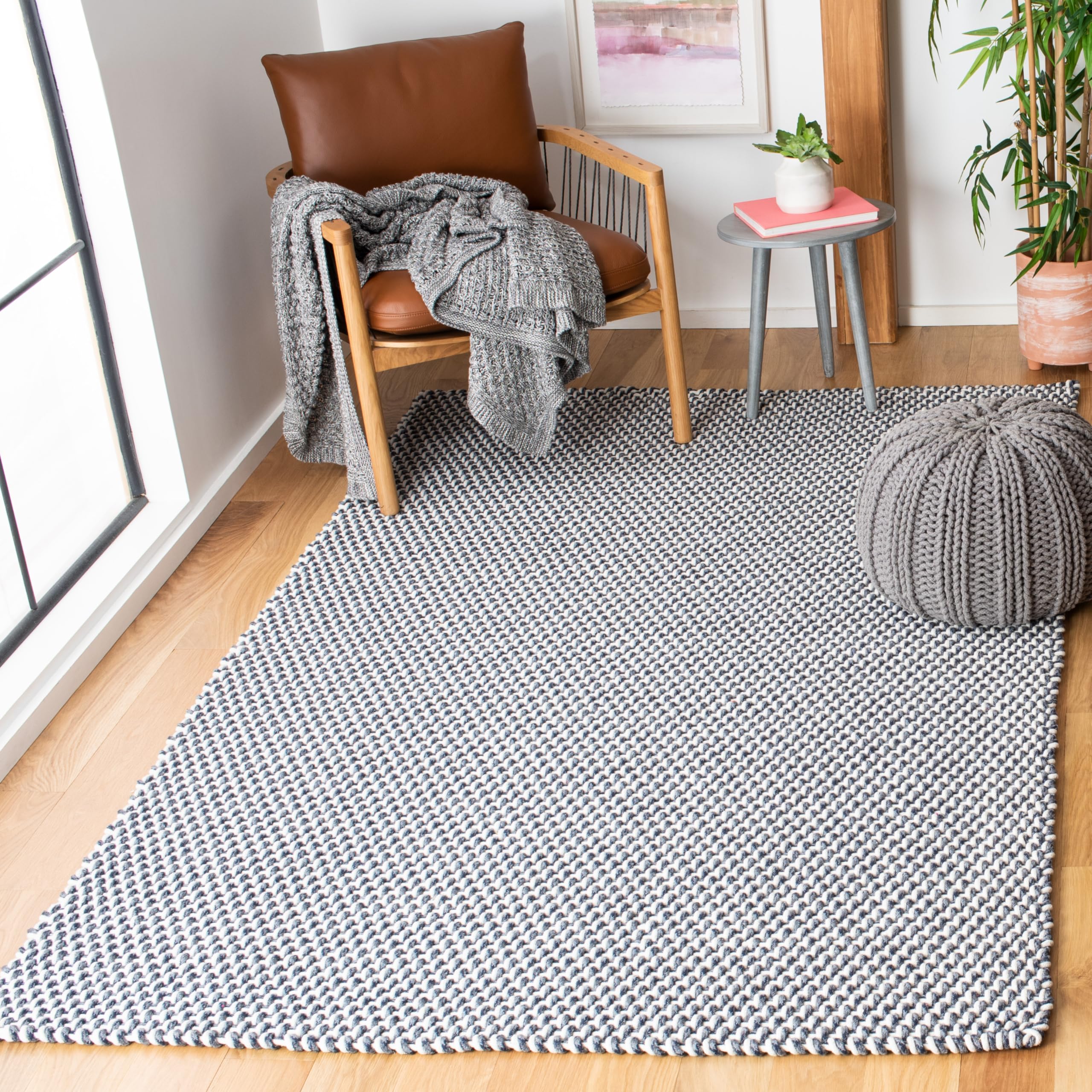 SAFAVIEH Salem Collection 6' x 9' Dark Blue SLM102N Handmade Woven Cotton Area Rug - Soft & Durable Living Room Rug for Home Decor, Bedroom, Office