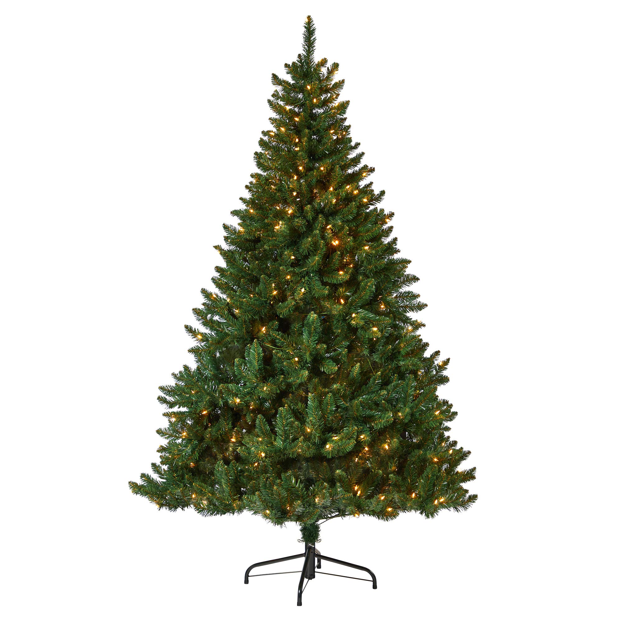 Nearly Natural 7ft Pre-Lit Artificial Christmas Tree - 400 Clear LED Lights, 1330 Bendable Branches, Northern Rocky Spruce Design for Holiday Decor | Perfect for Living Room, Office & Festive Home Decorations